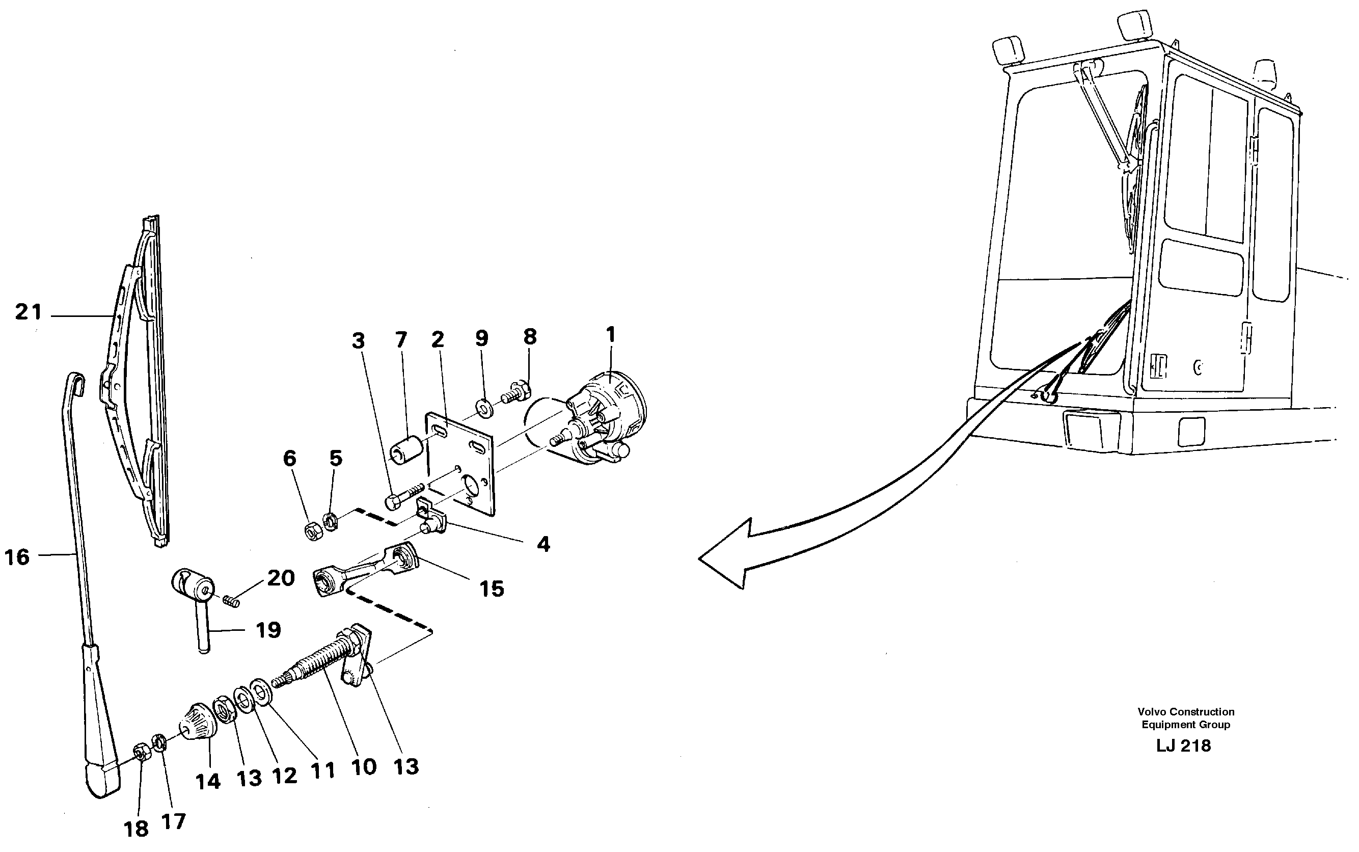 Windscreen wiper, lower — volvo parts diagram
