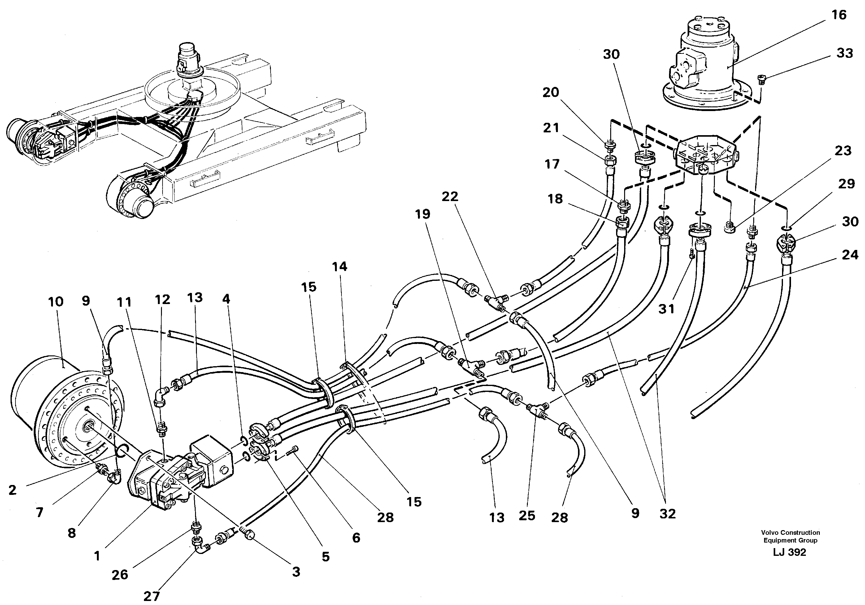 Hydraulics in short undercarriage.  C-C 3,35 — volvo parts diagram