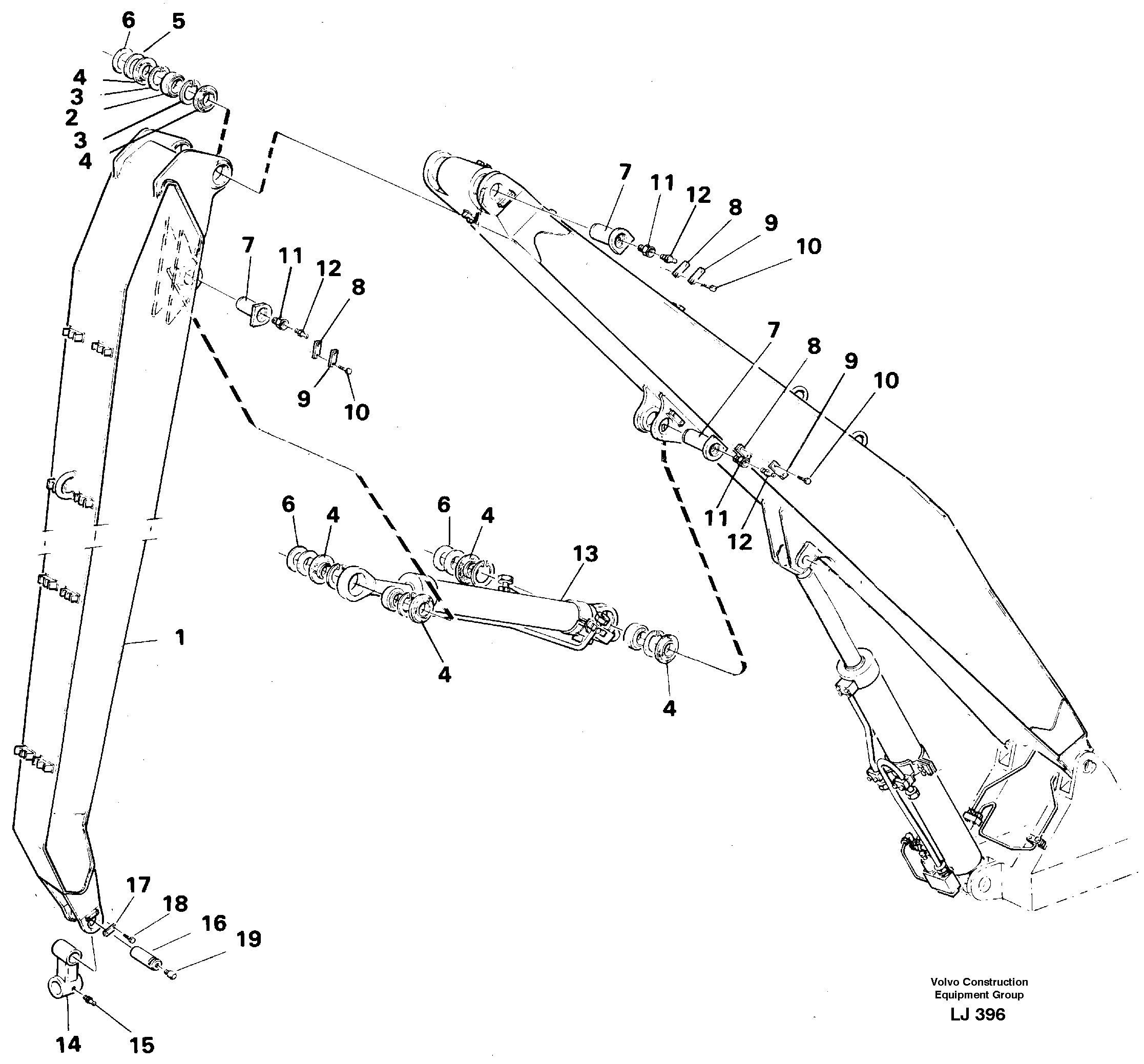 Materials handl. equipm. Material handling arm. 4.4m, 5.15m. — volvo parts diagram