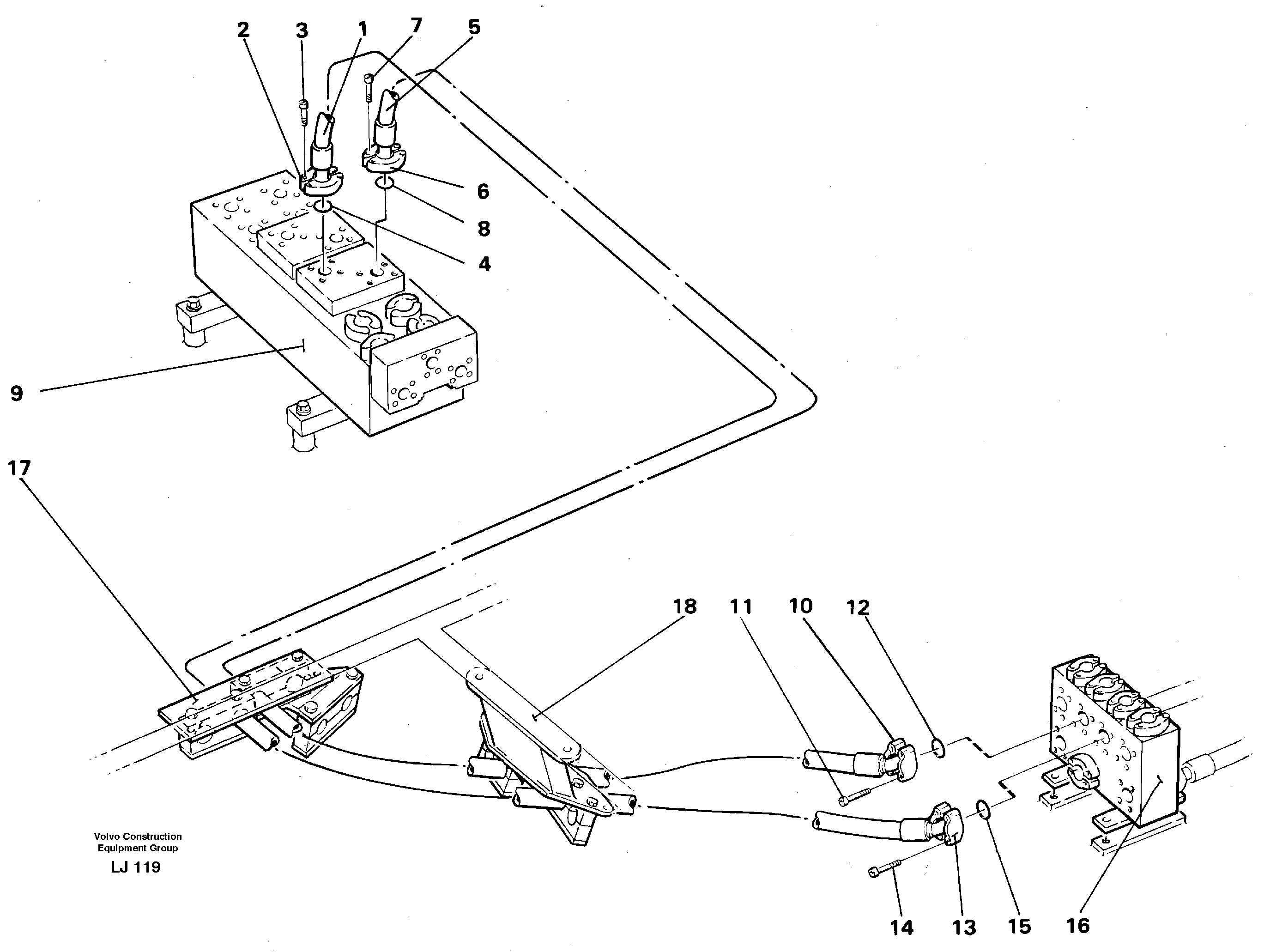 Hydraulic system Dipper arm — volvo parts diagram