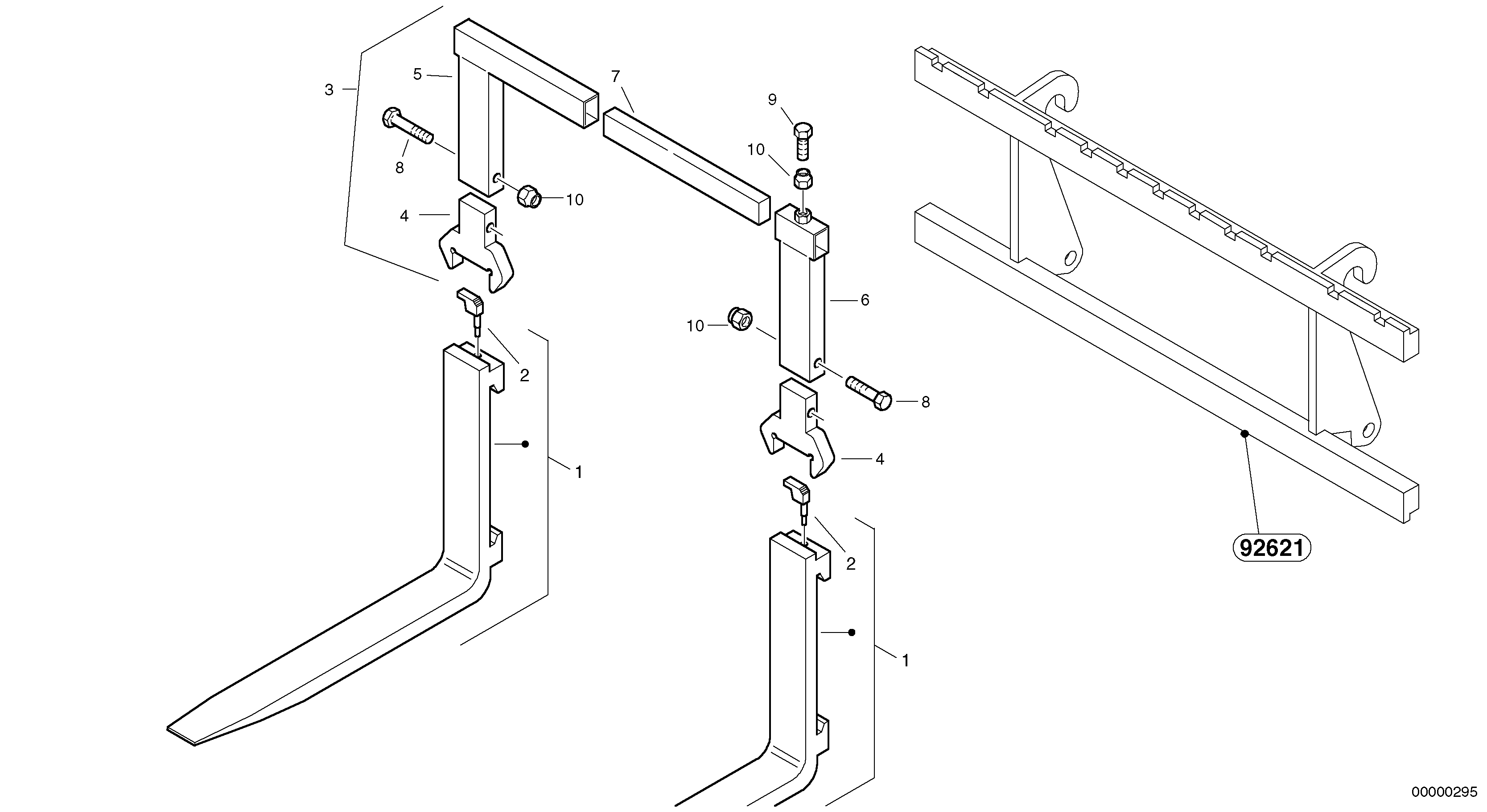 Fork tines — volvo parts diagram