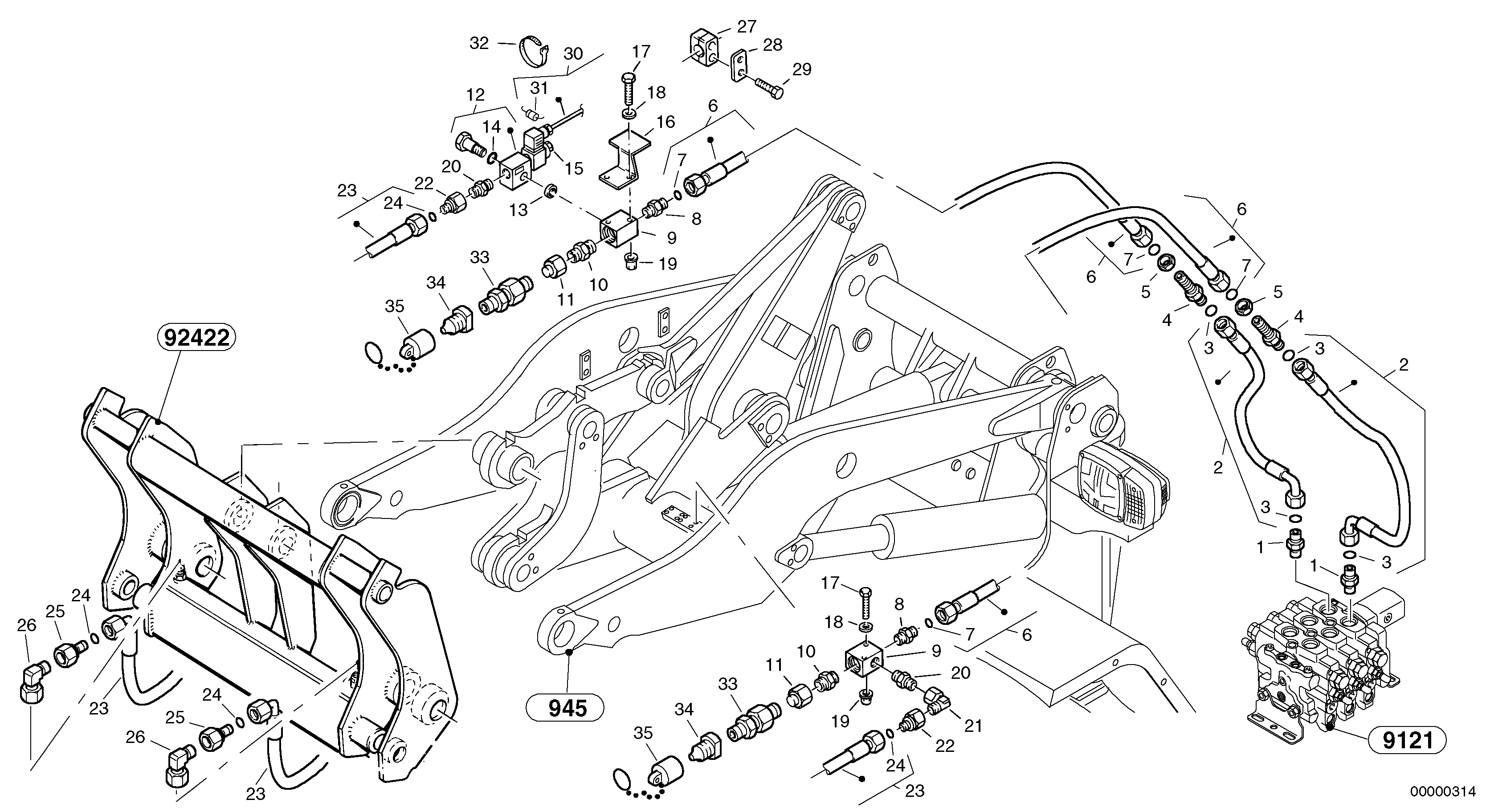 Lines to attachment mounting plate - Tpv — volvo parts diagram