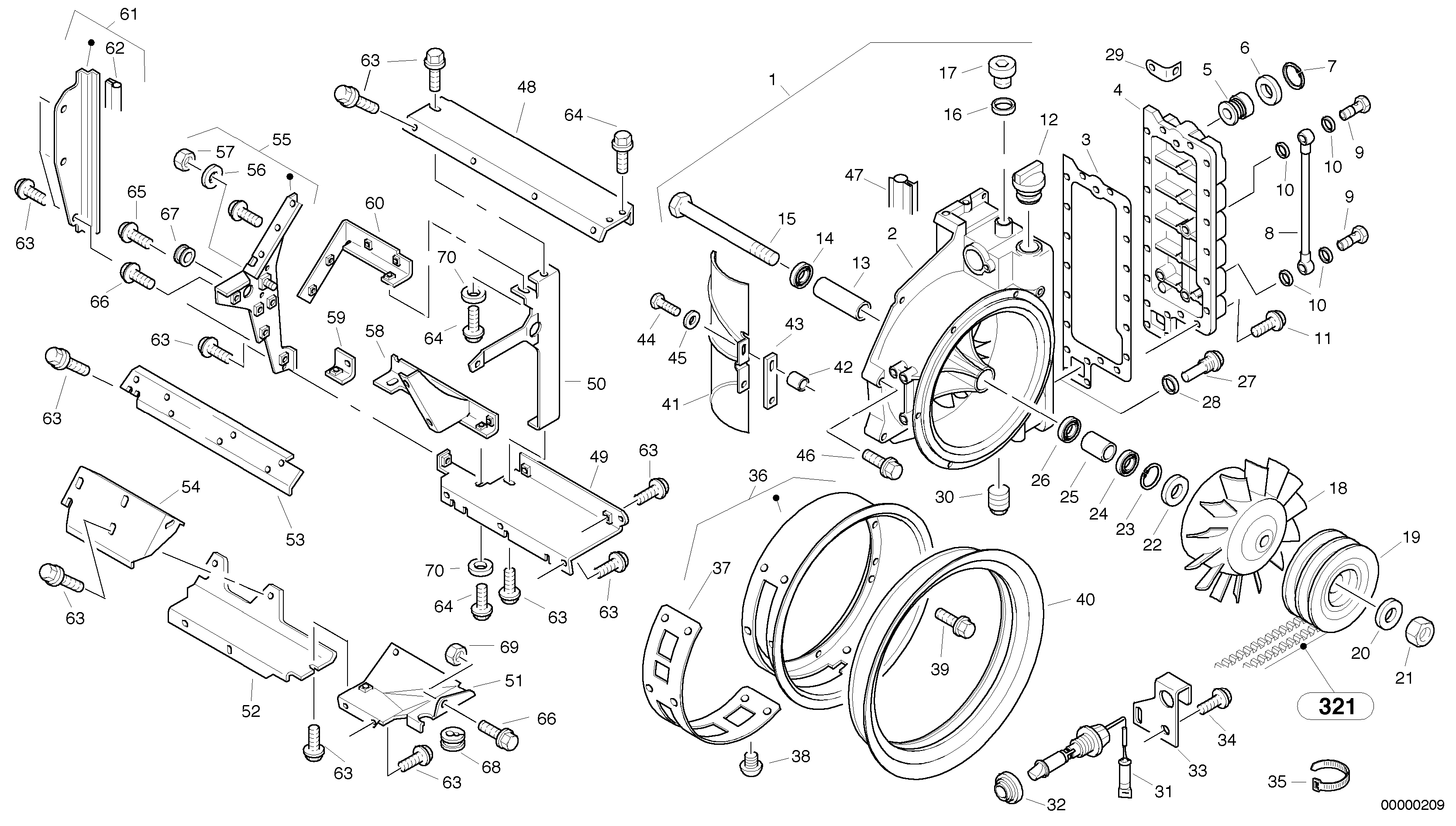 Fan, Blower casing — volvo parts diagram