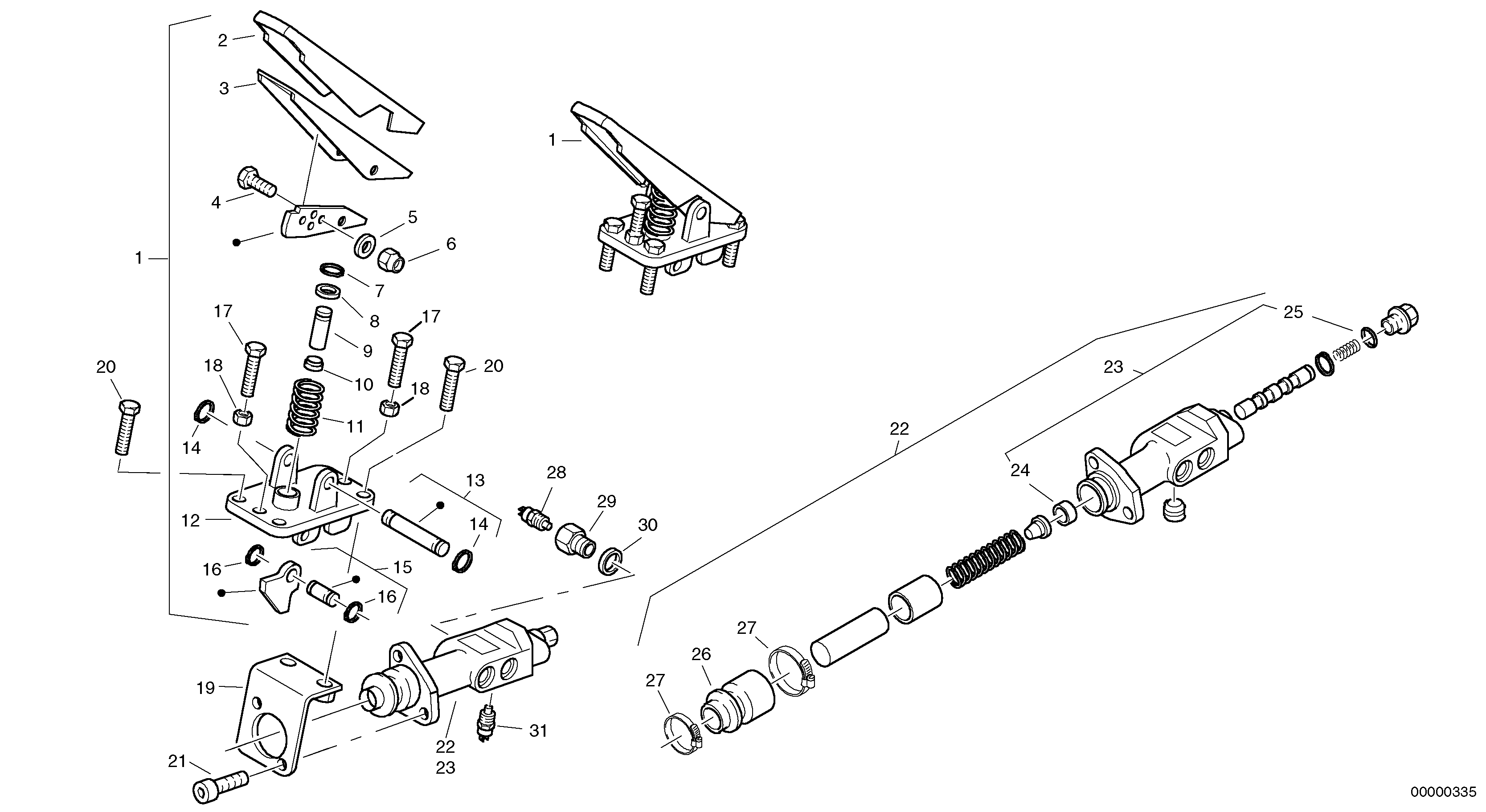 Foot brake valve — volvo parts diagram