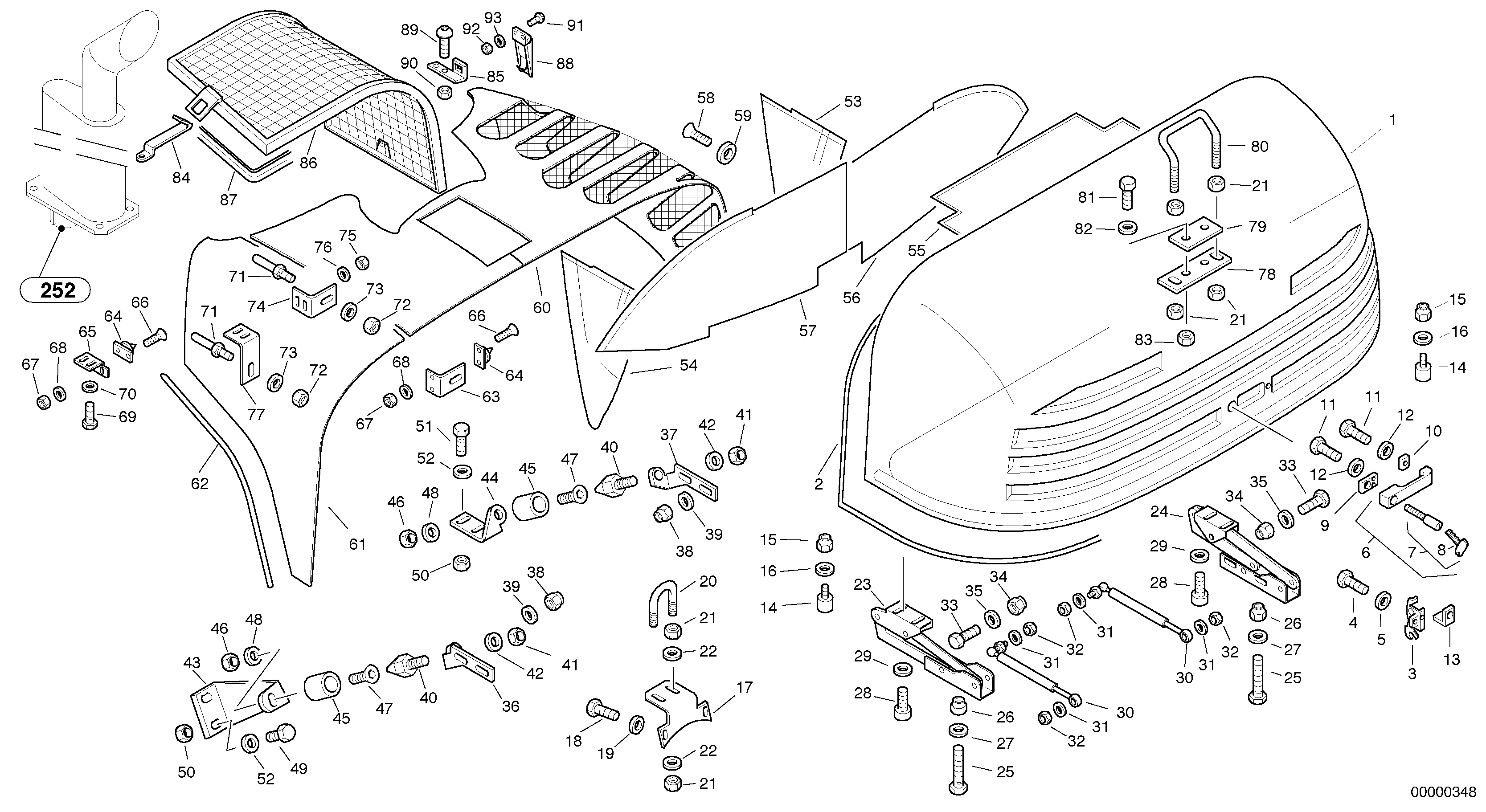 Engine hood — volvo parts diagram