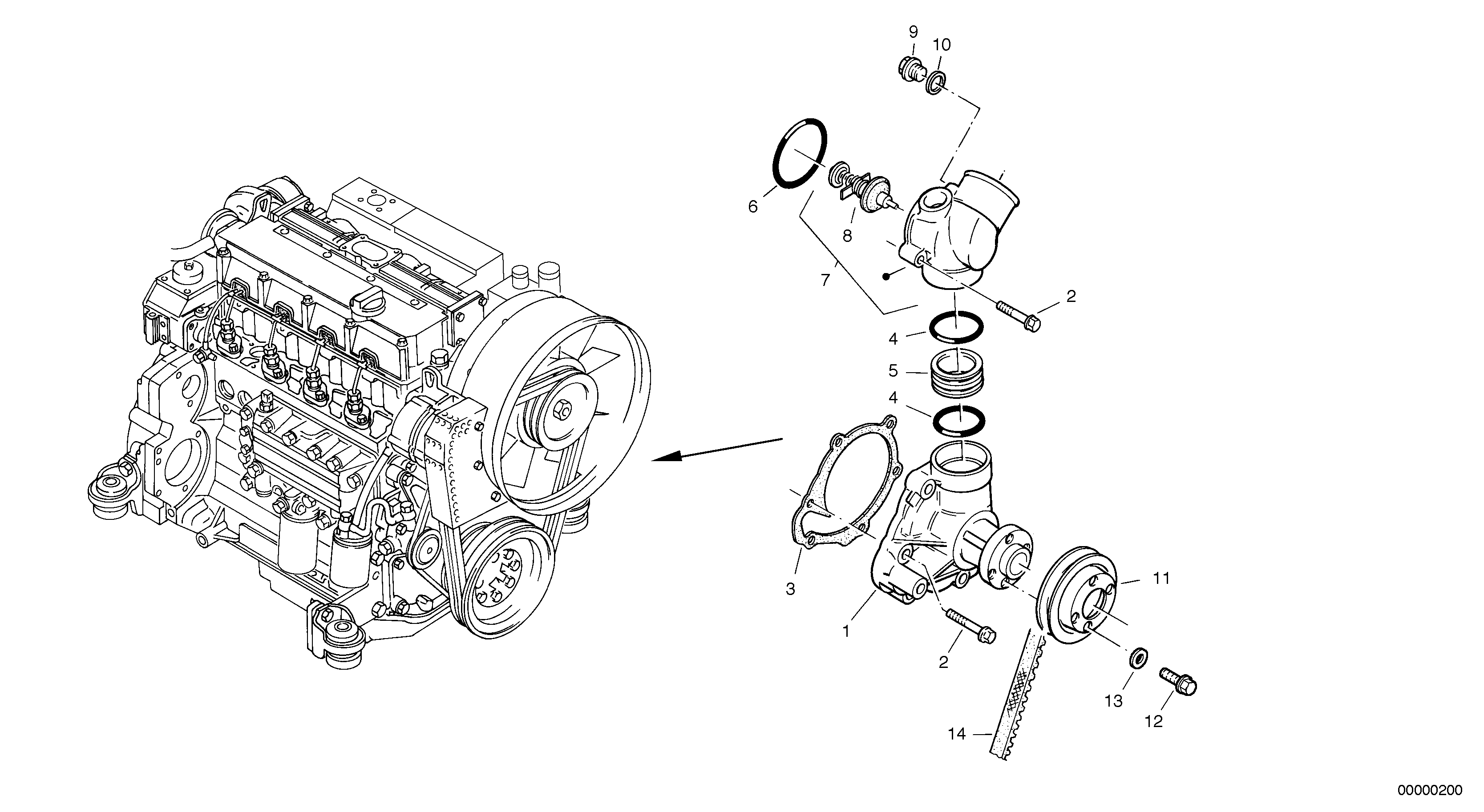 Water pump, Thermostat — volvo parts diagram