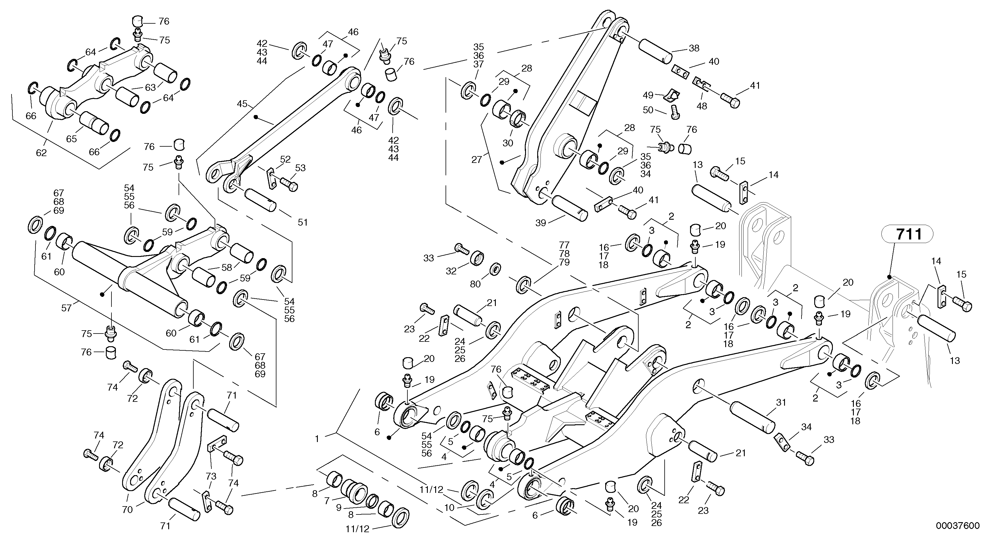 Lift frame - 2420 mm long — volvo parts diagram