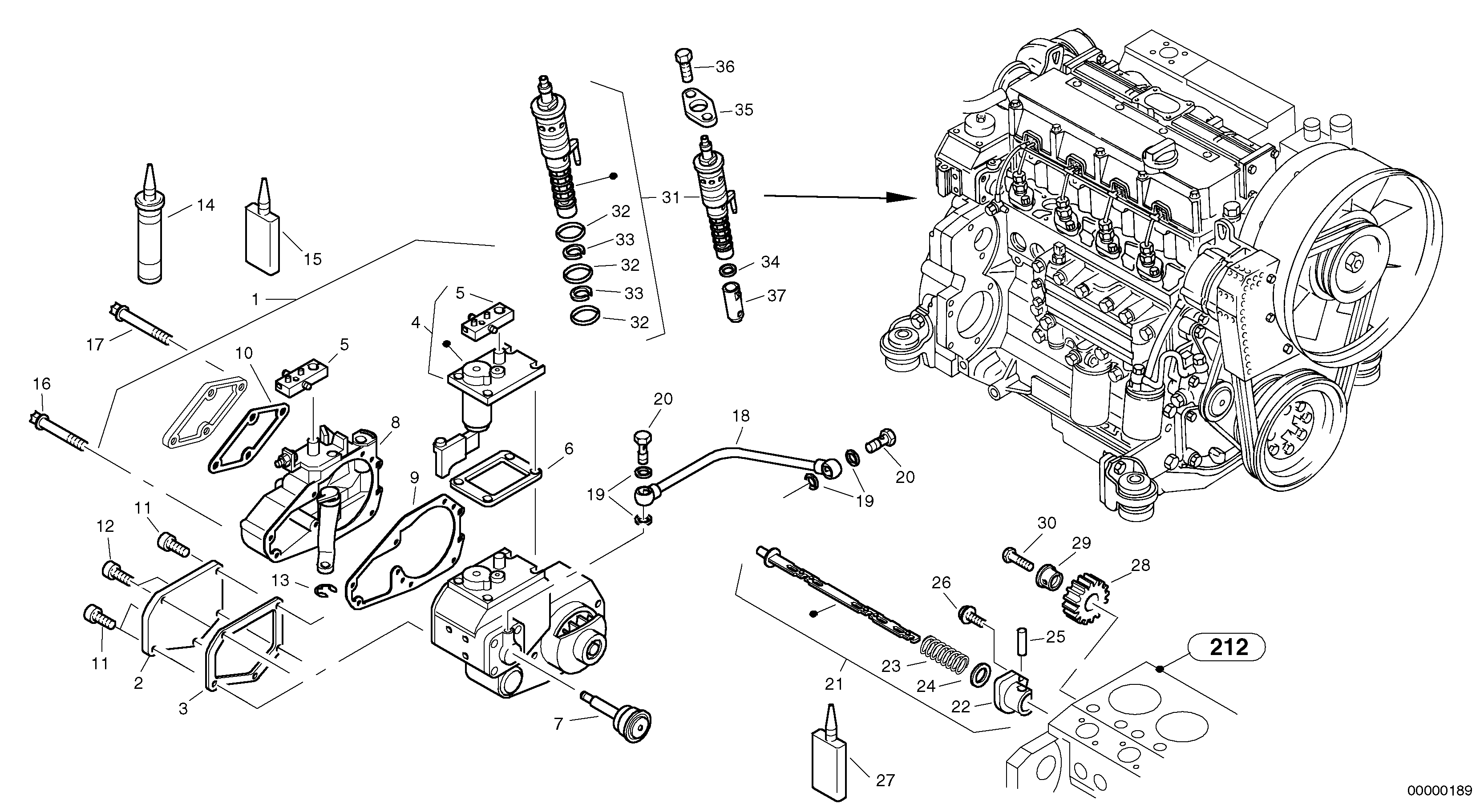 Speed adjustment - Fuel injection pump — volvo parts diagram