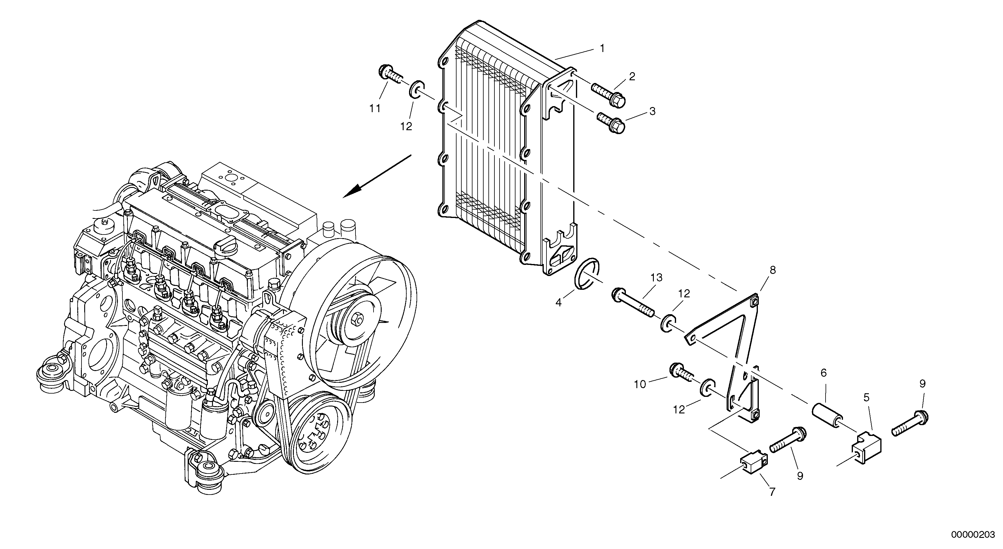 Cooler with attaching parts — volvo parts diagram