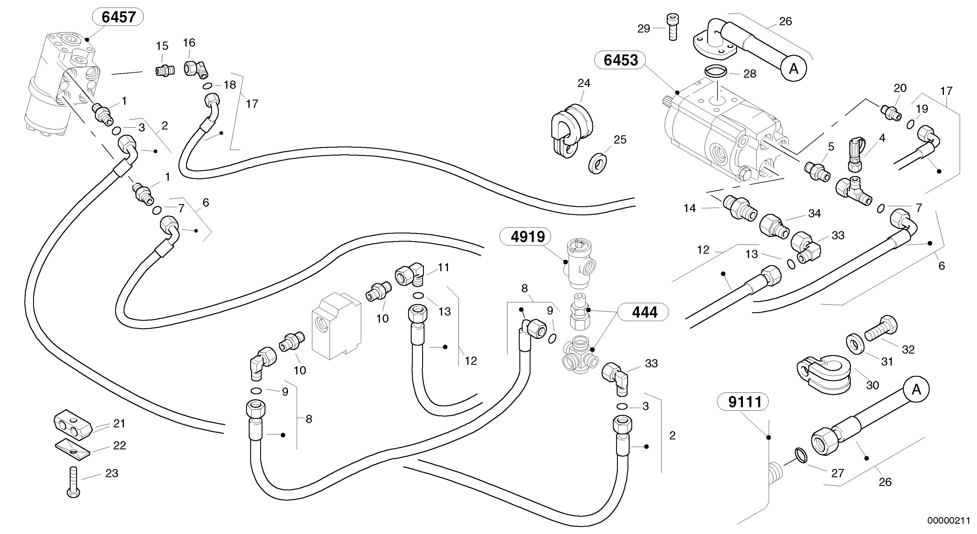 Steering-hydraulic equipment - rear vehicle — volvo parts diagram