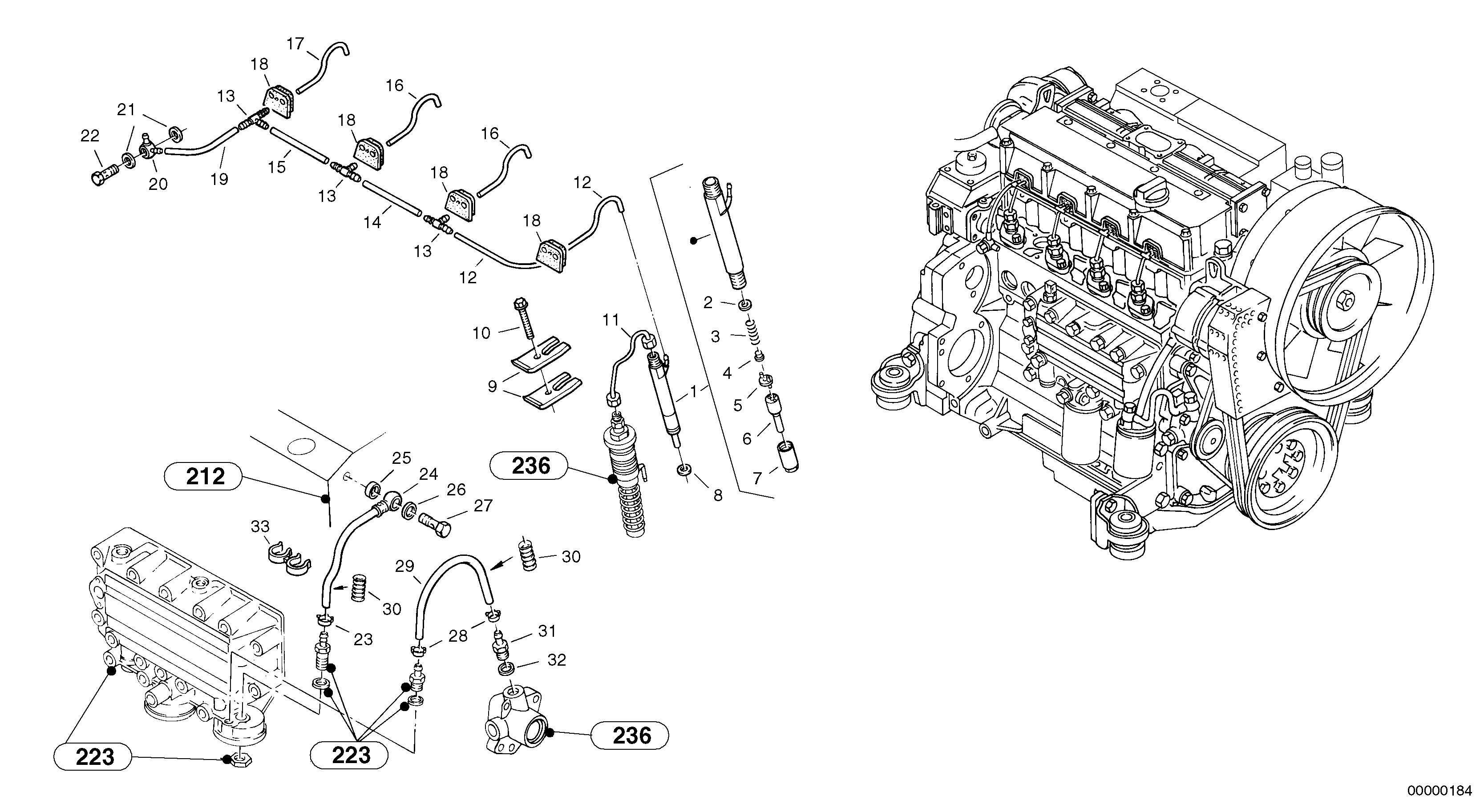 Injection pipes, Injection valve — volvo parts diagram