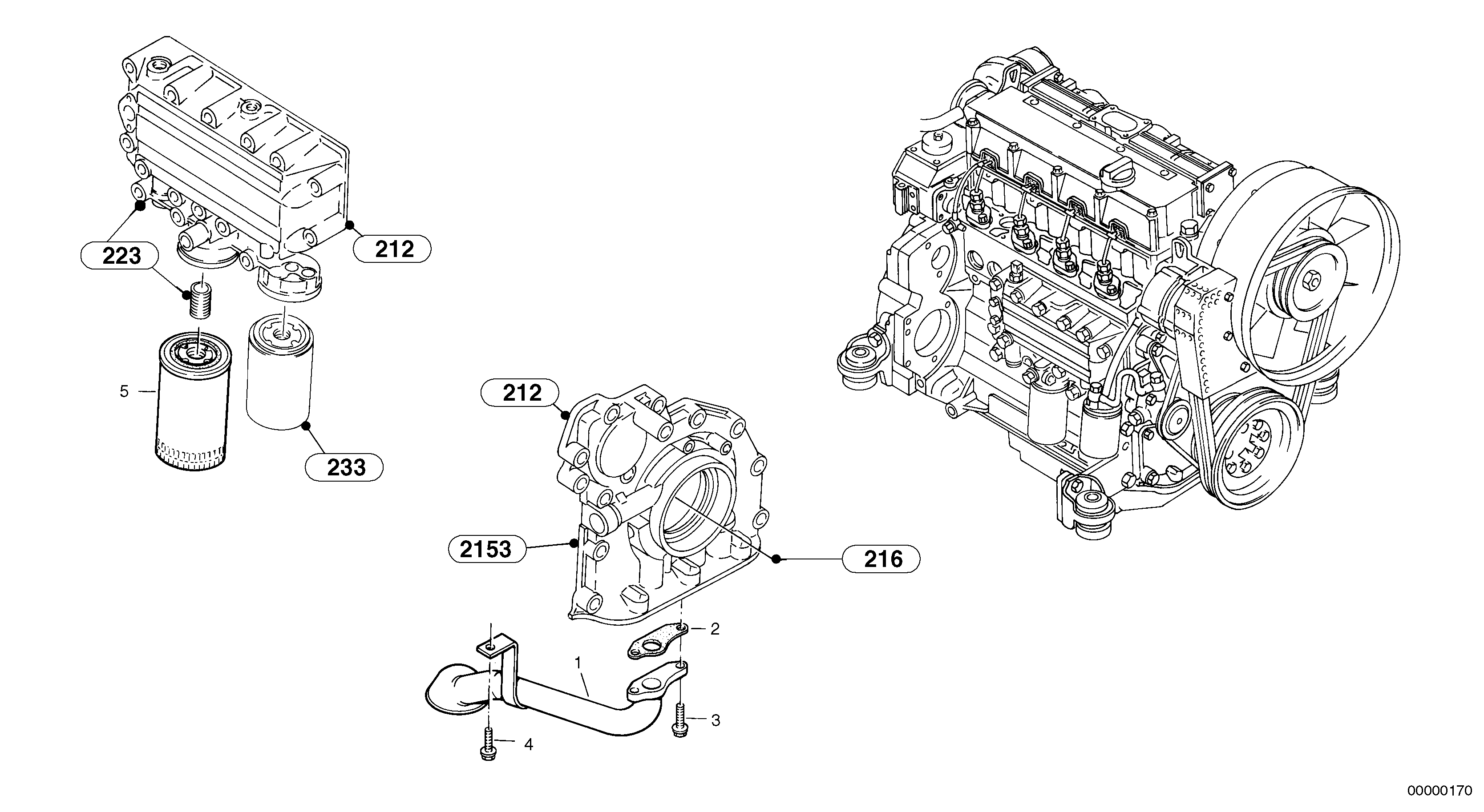 Oil pump, oil filter — volvo parts diagram