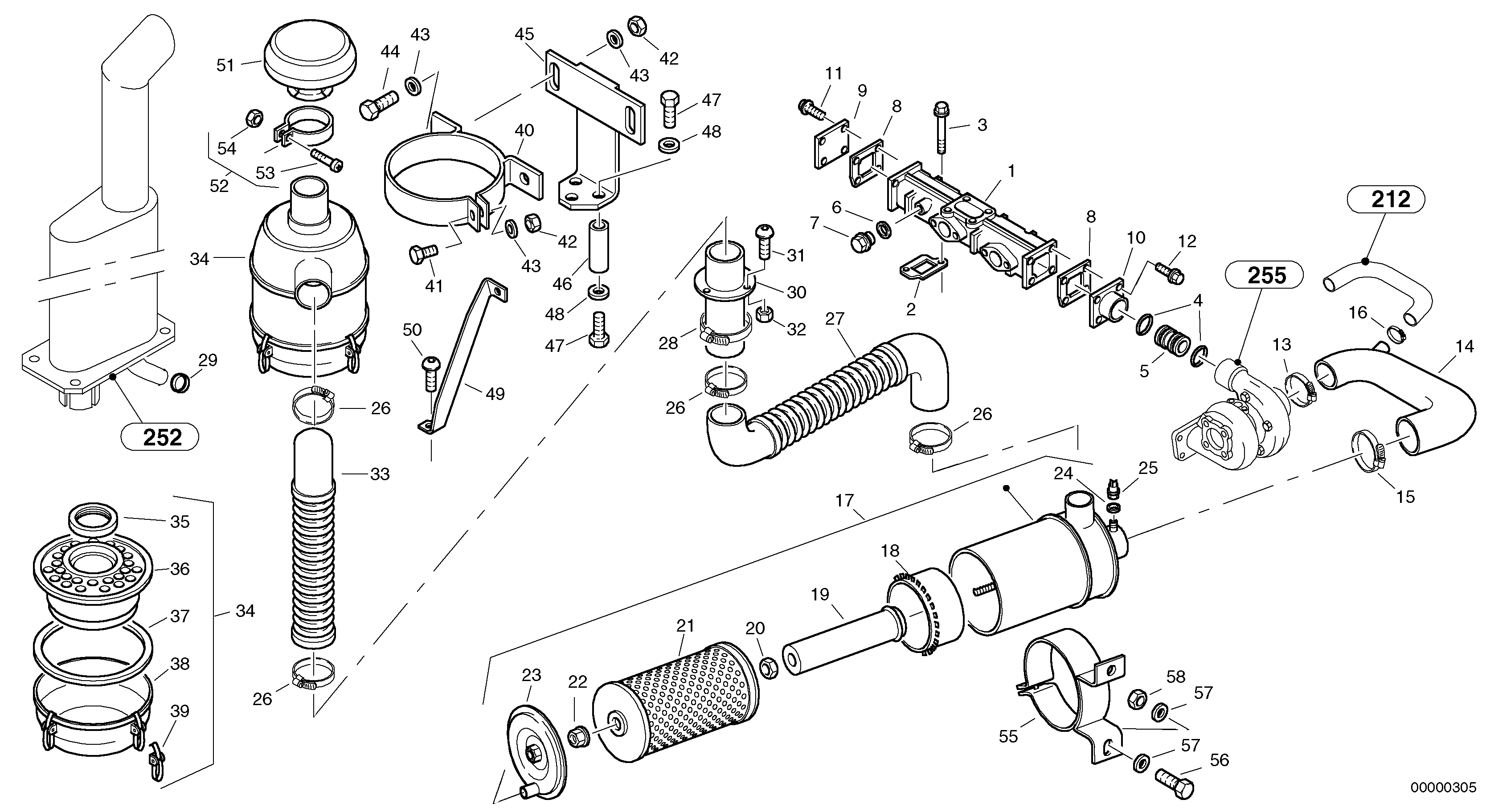 Prefilter - Oil bath air filter — volvo parts diagram