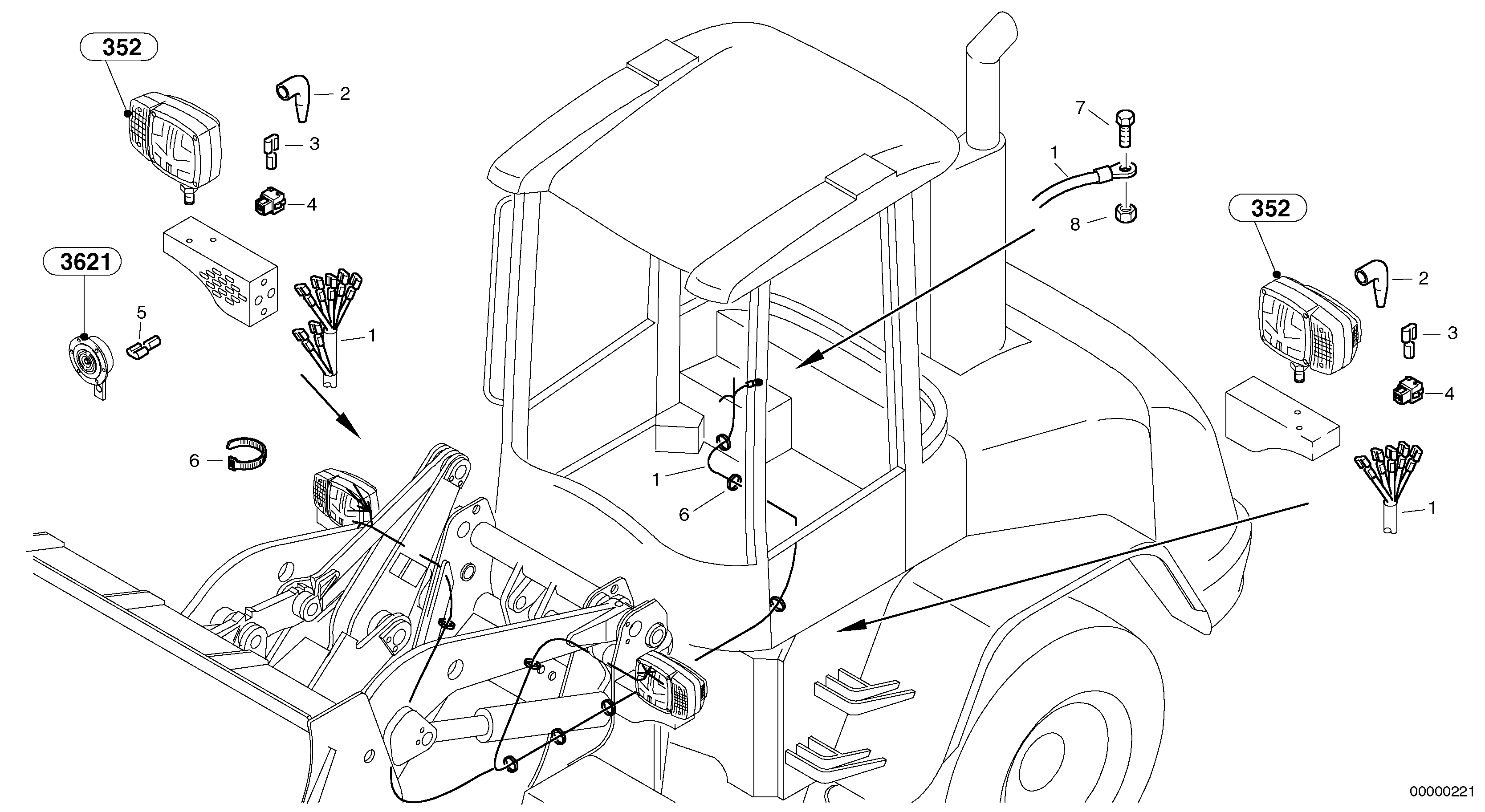 Cable tree, front — volvo parts diagram