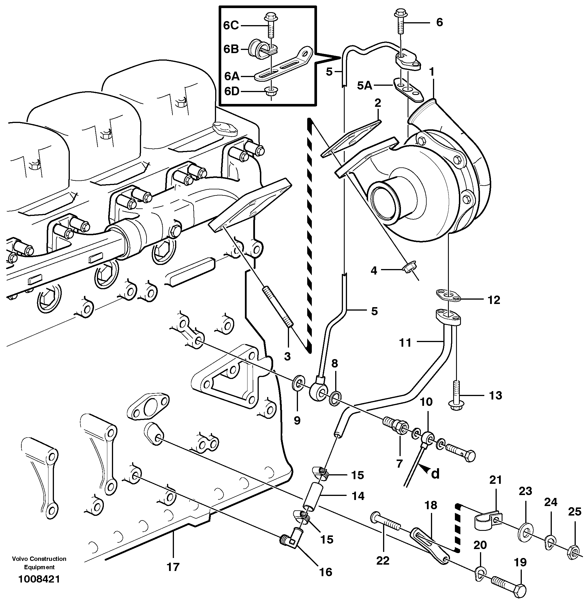 Turbocharger with fitting parts — volvo parts diagram