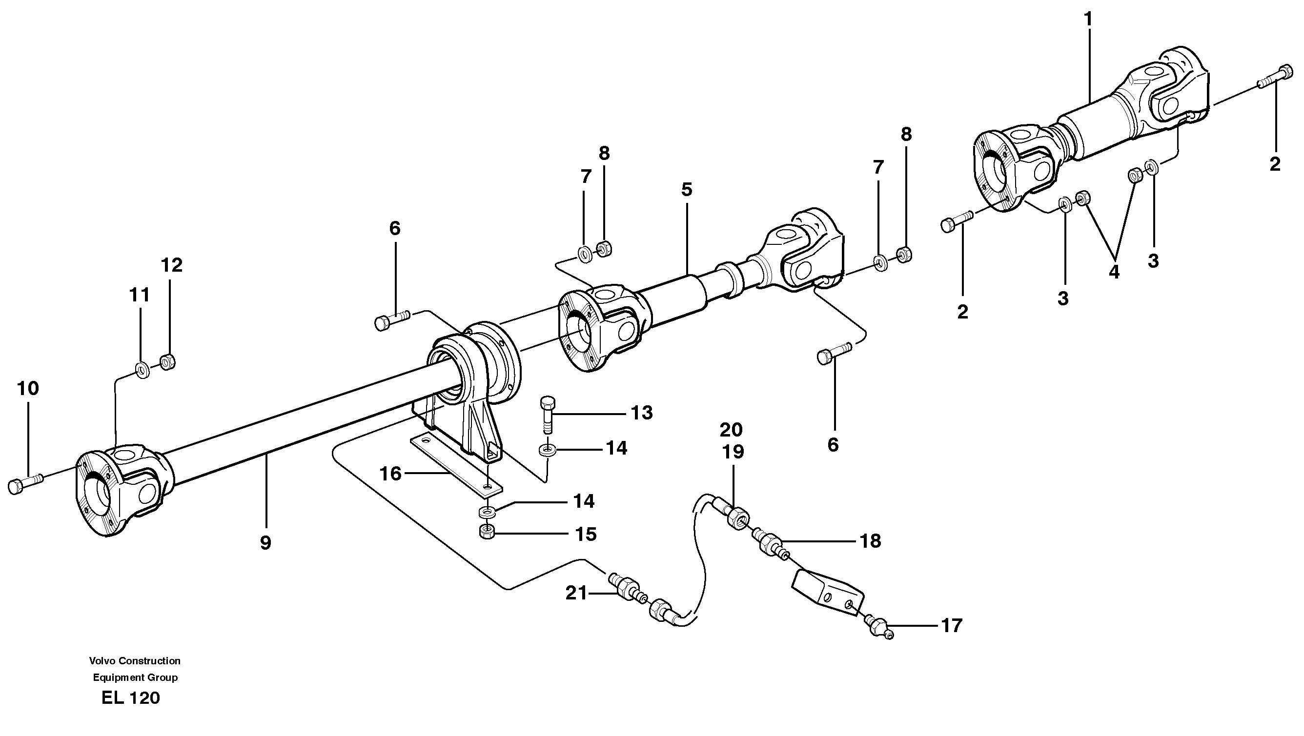 Propeller shafts with fitting parts — volvo parts diagram