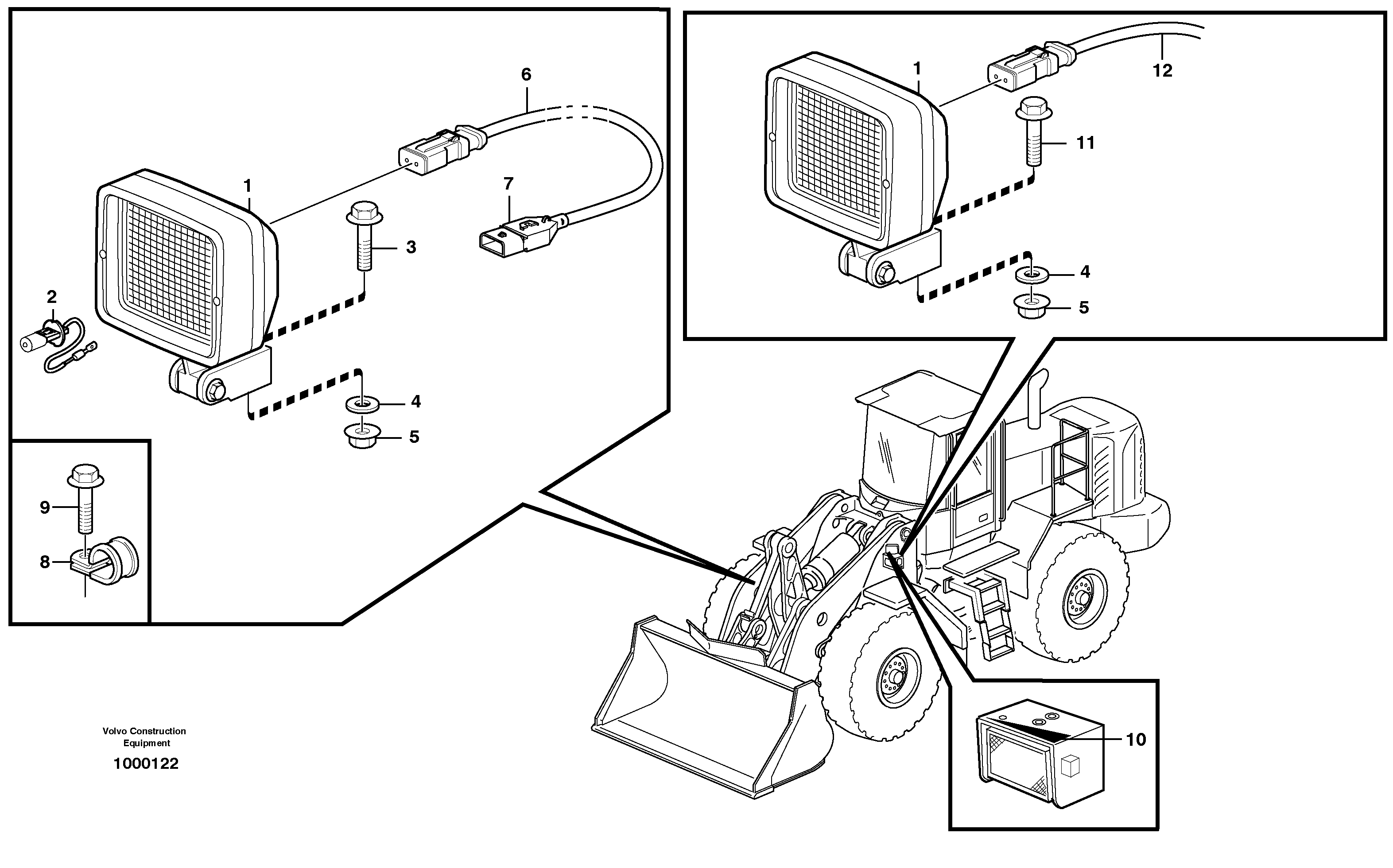 Work lights, front.  80885, 80886 — volvo parts diagram