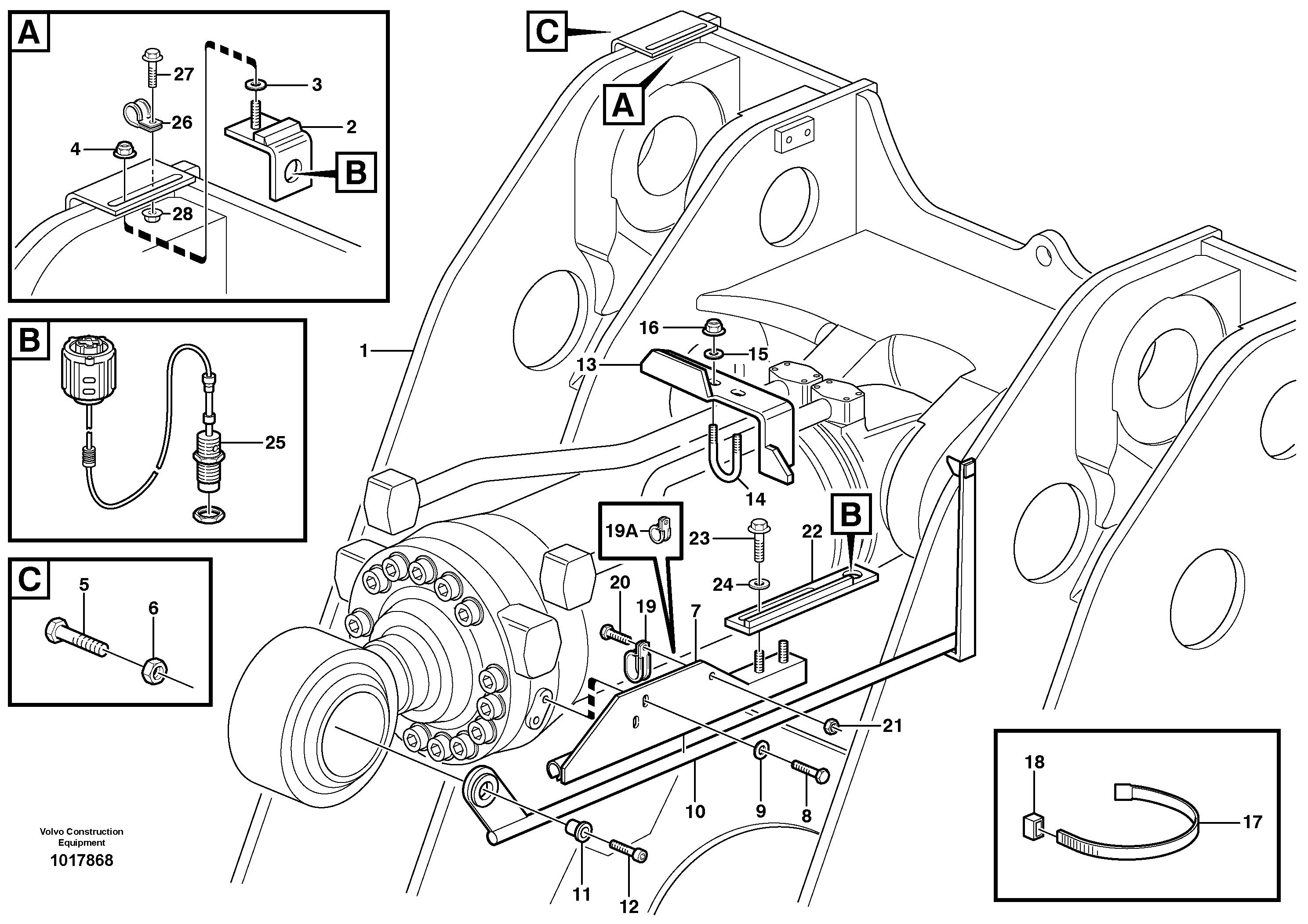 Bucket positioner and boom kickout — volvo parts diagram