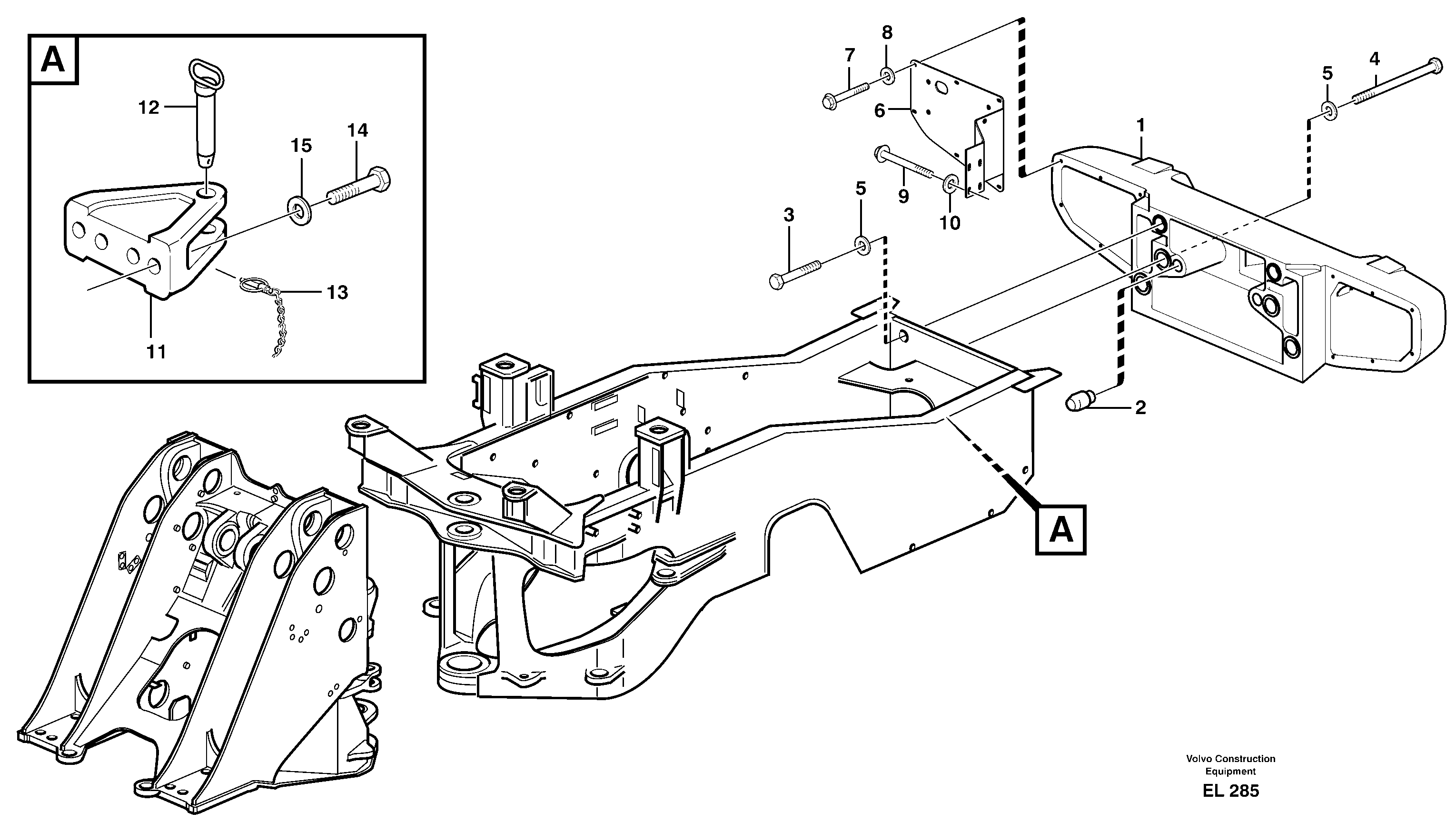 Rear hitch and counterweight — volvo parts diagram
