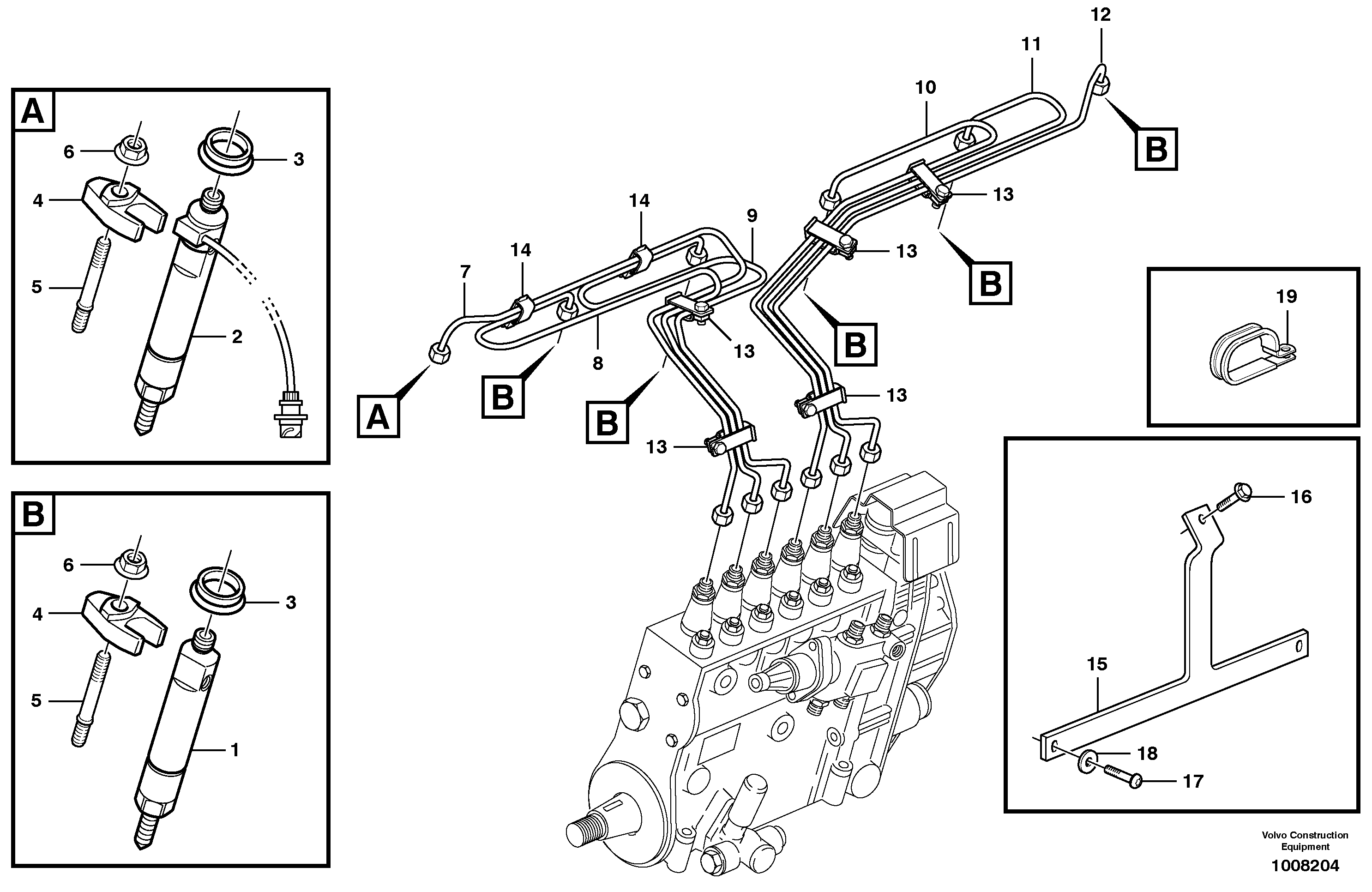 Fuel lines, injectors — volvo parts diagram