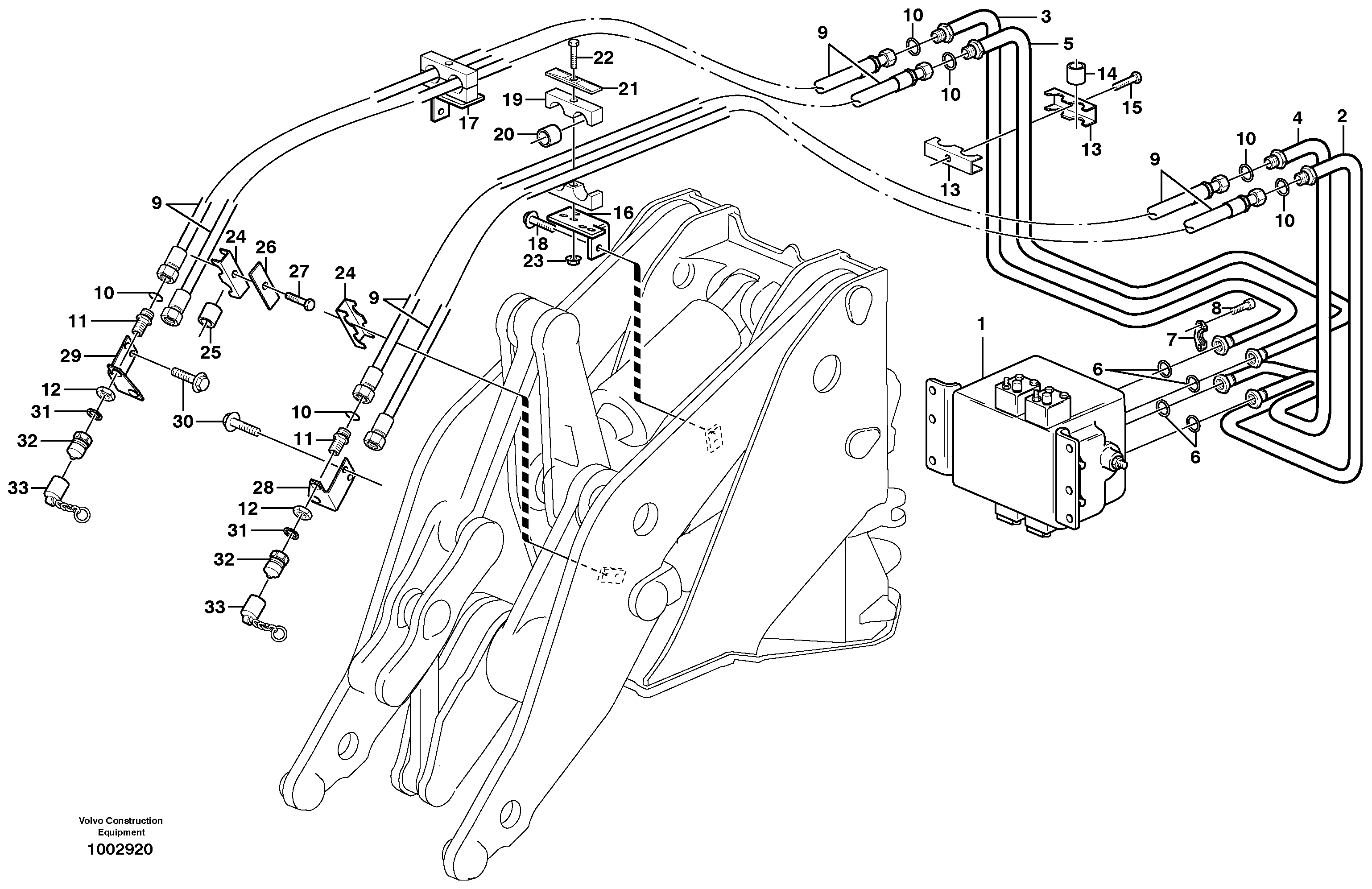 Pressure lines, 3rd and 4th function.  80795, 80907, 82148, 82184 SER NO - 6280 — volvo parts diagram