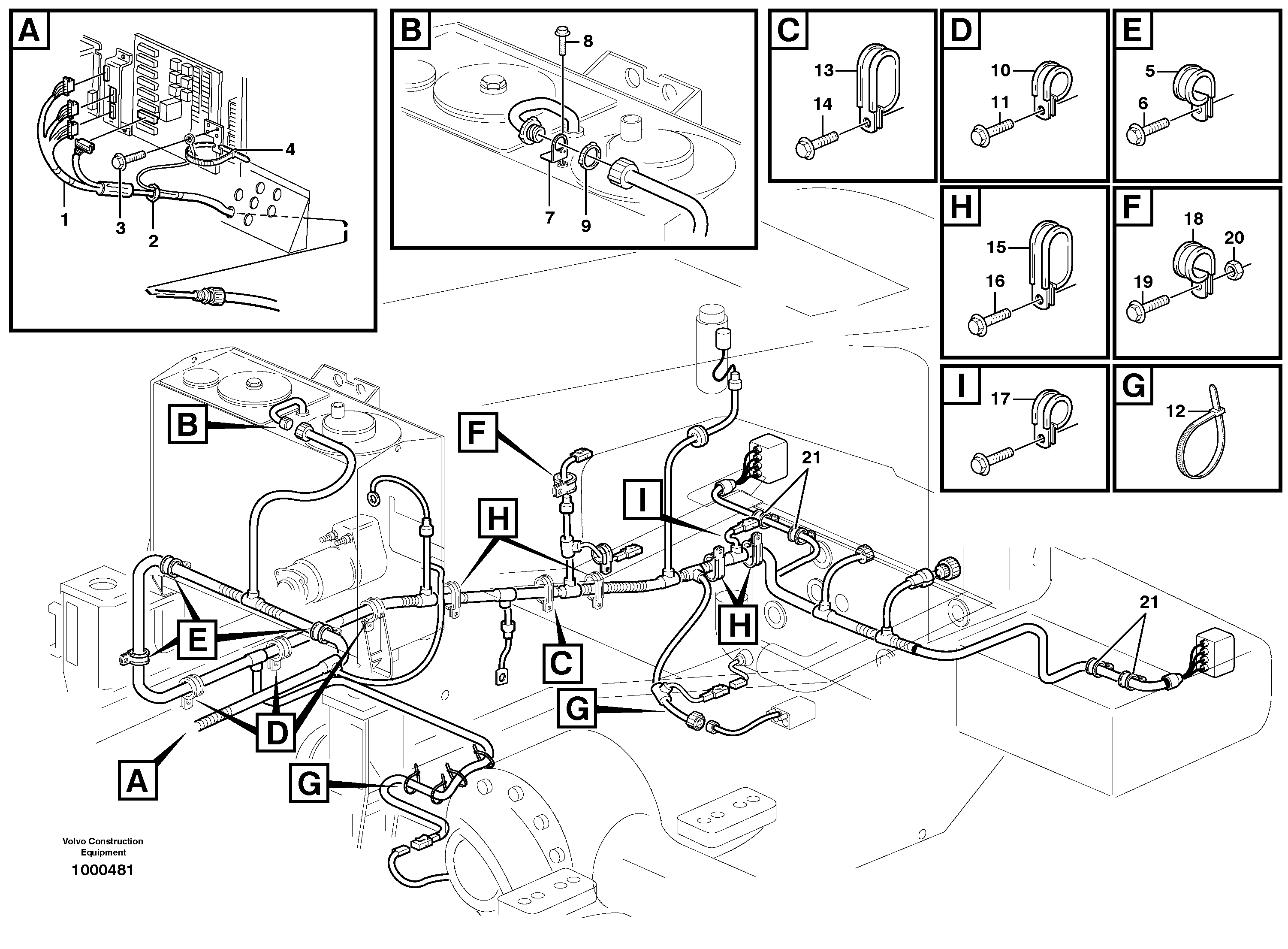 Rear cable harness with assembly parts — volvo parts diagram