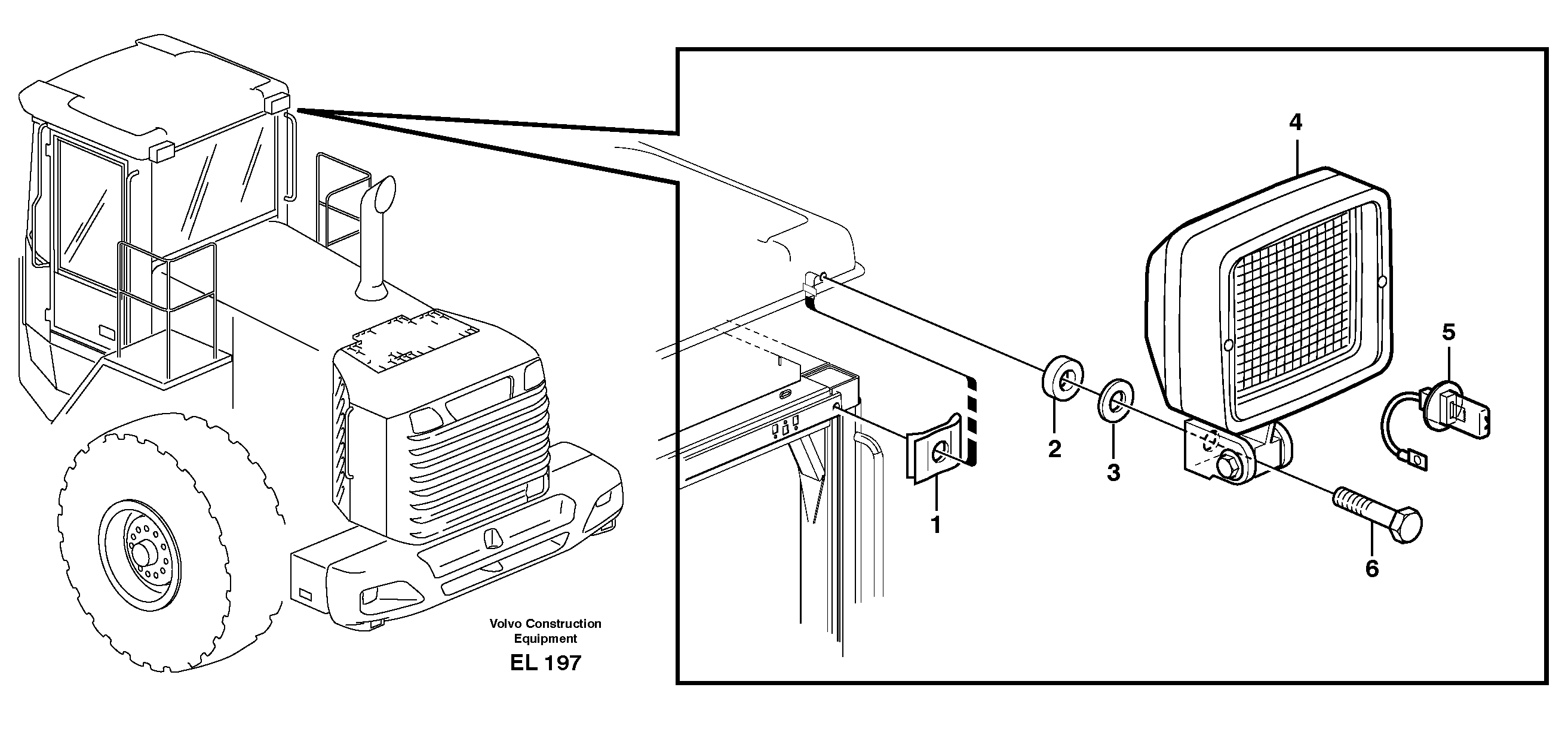 Work lights, rear.  80943 — volvo parts diagram