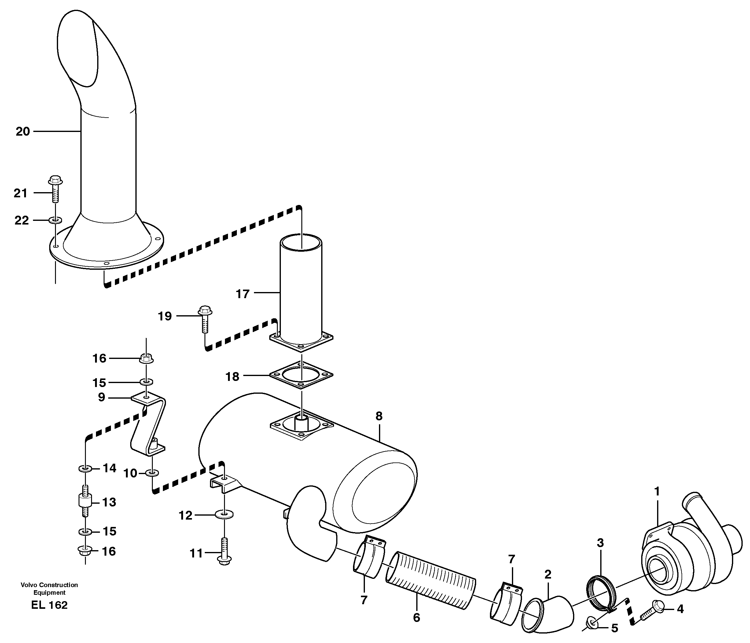 Exhaust system, silencer — volvo parts diagram