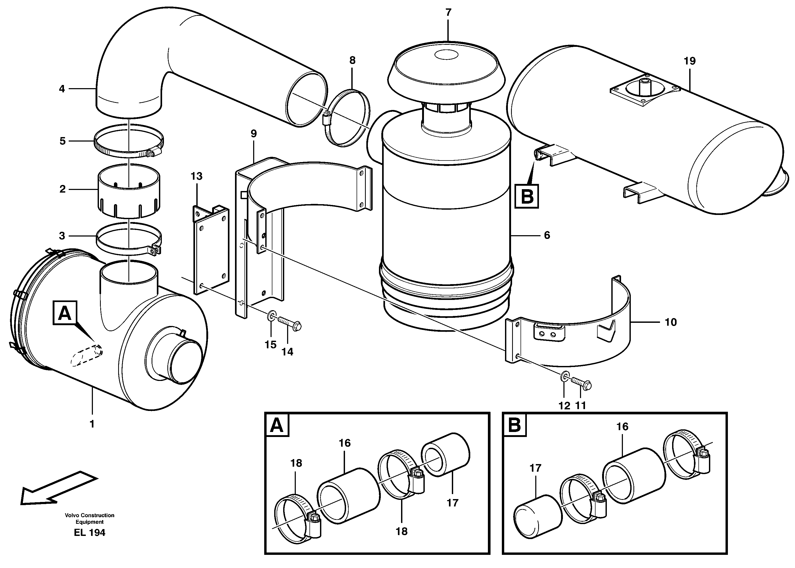 Oil-bath precleaner.  80329, 80703, 82974 — volvo parts diagram