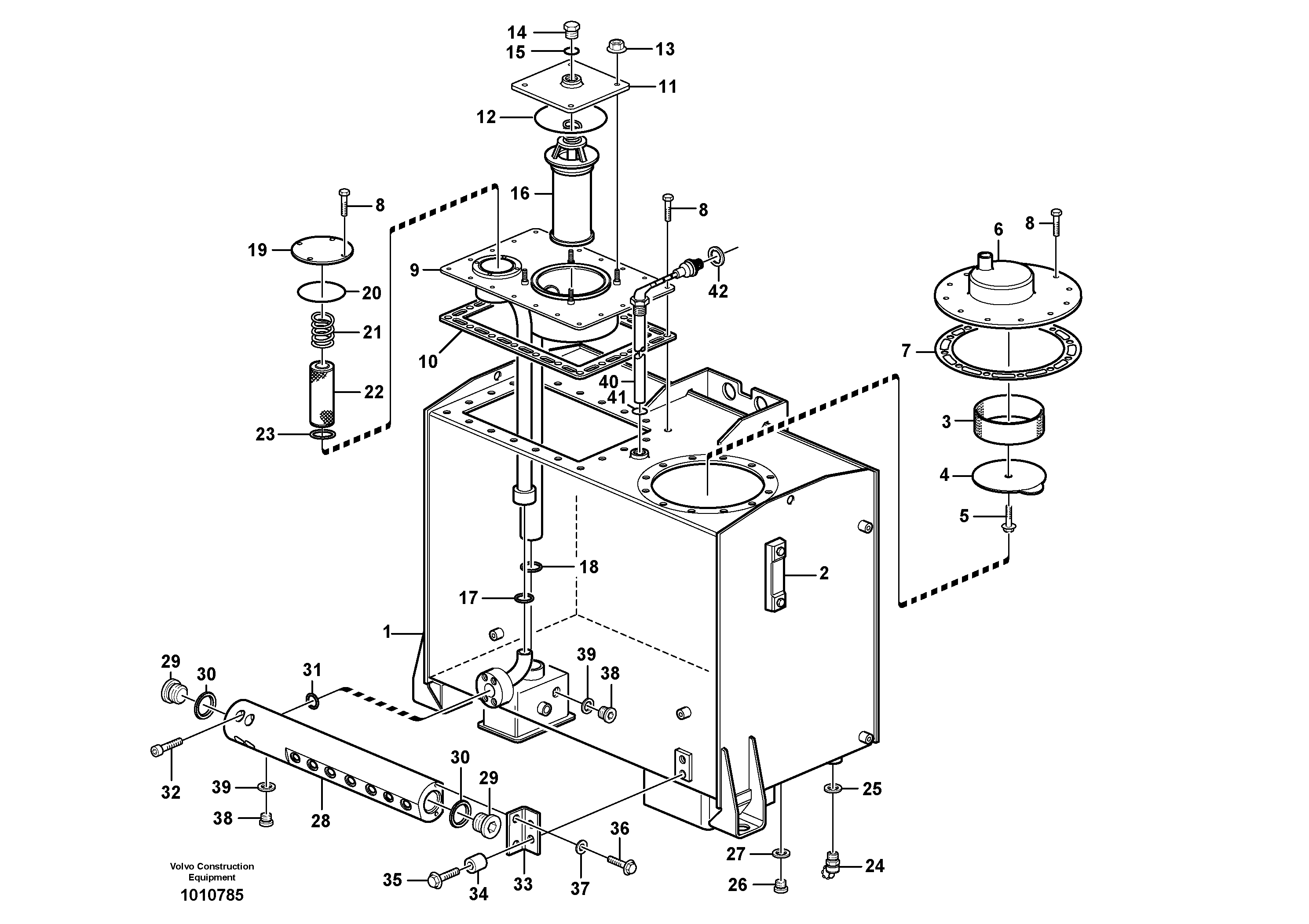 Hydraulic oil tank  SER NO 6952 - — volvo parts diagram