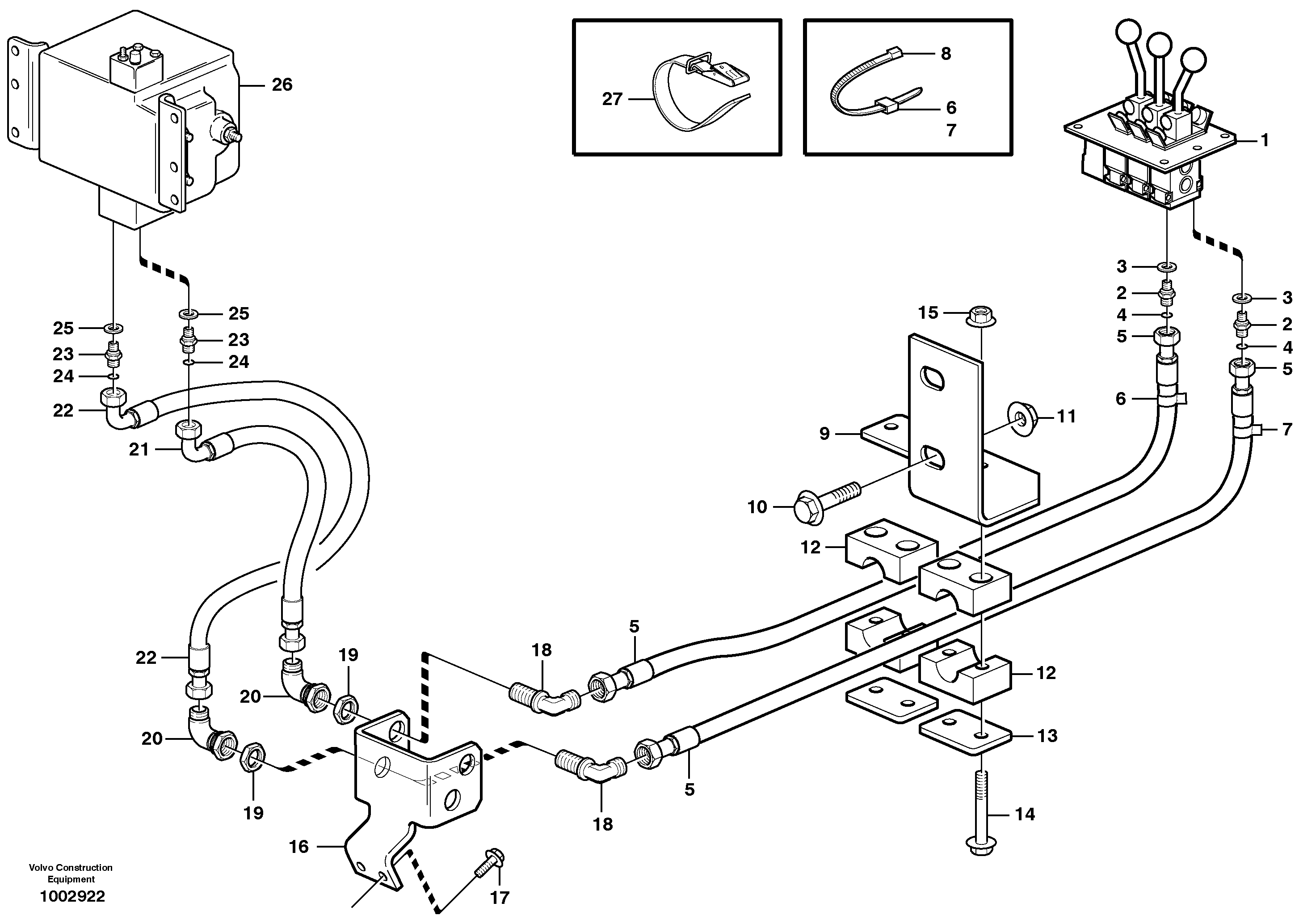 Servo - hydraulic 3rd function.  80795, 82148 — volvo parts diagram