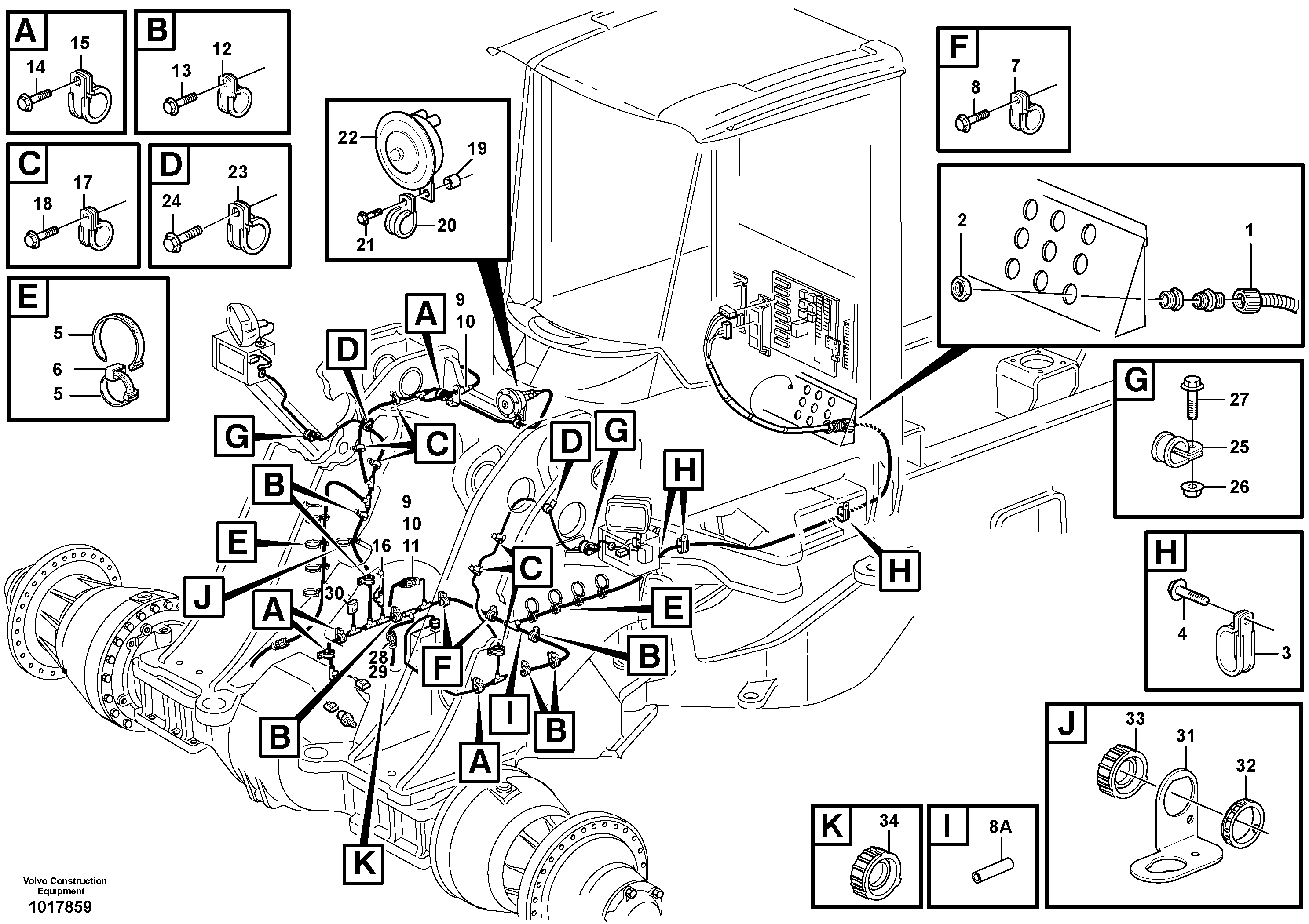 Front cable harness with assembly parts — volvo parts diagram