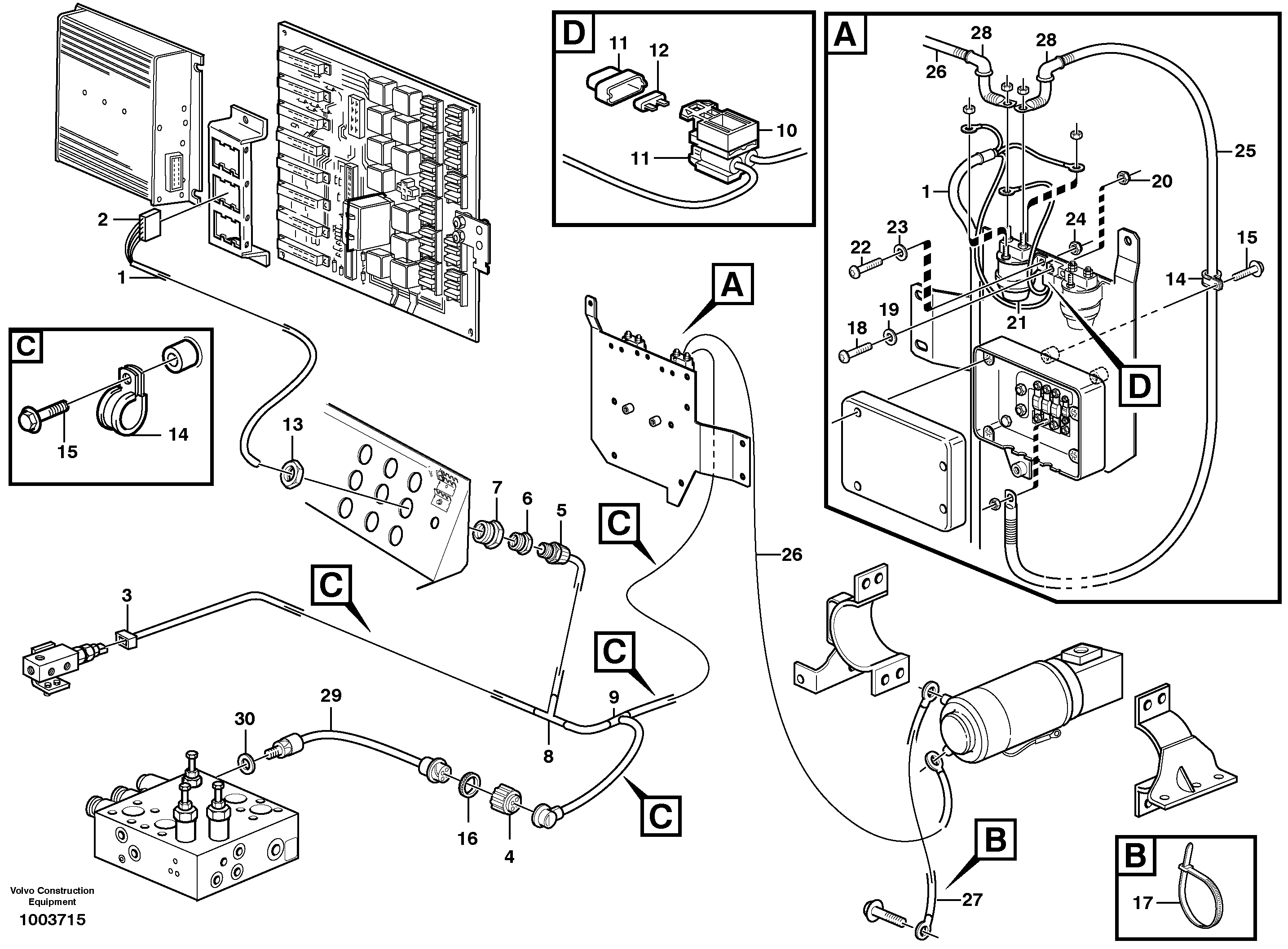 Cable harness, secondary steering system.  80827, 82324 — volvo parts diagram