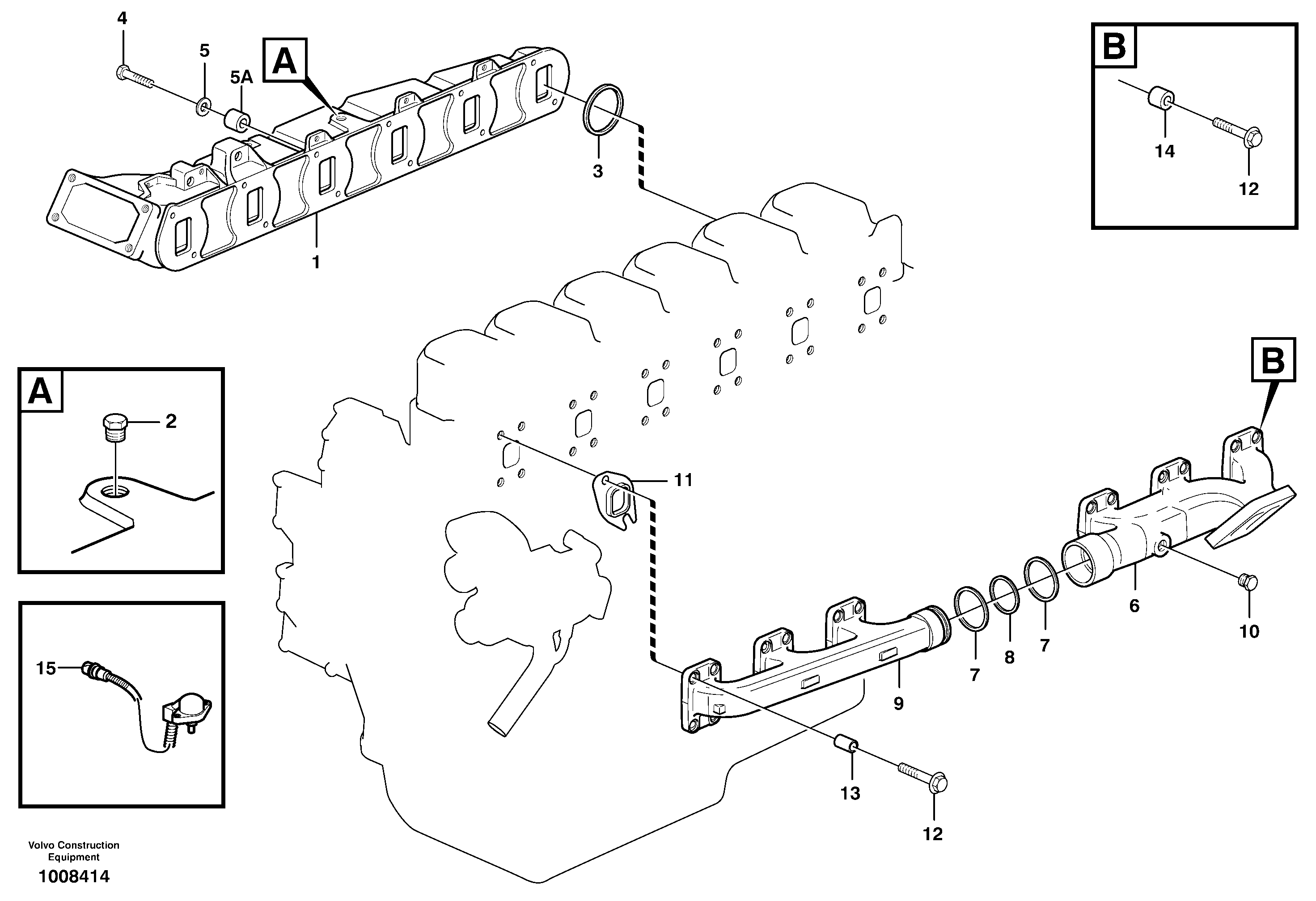 Inlet manifold and exhaust manifold — volvo parts diagram