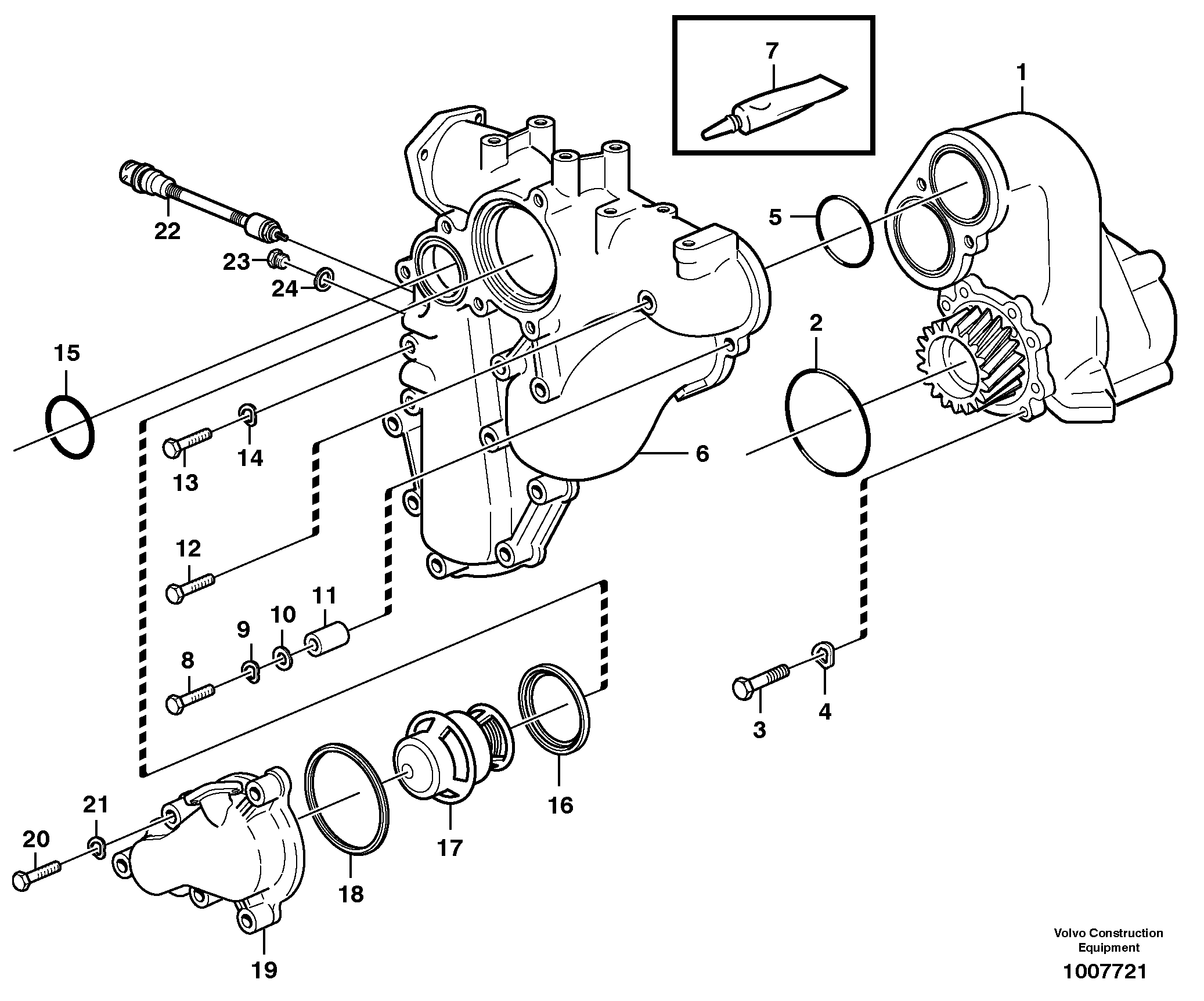 Water pump and thermostat housing — volvo parts diagram