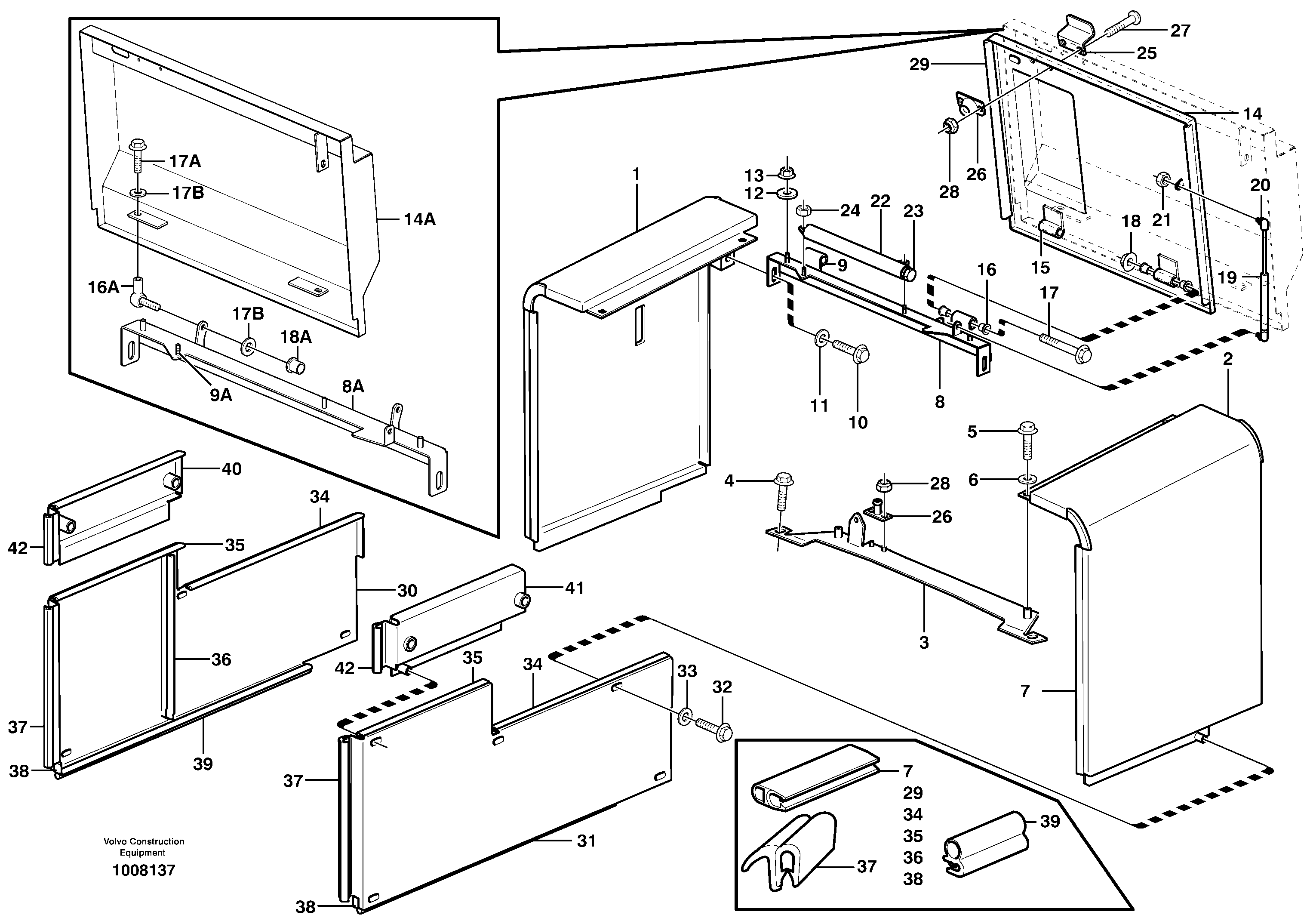 Hatches, hydraulic fluid tank — volvo parts diagram
