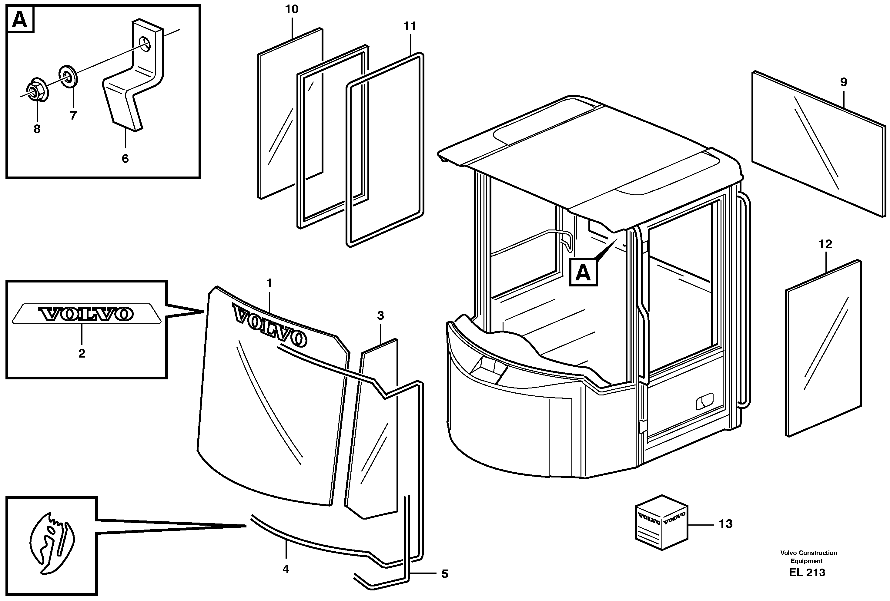 Glass panes — volvo parts diagram