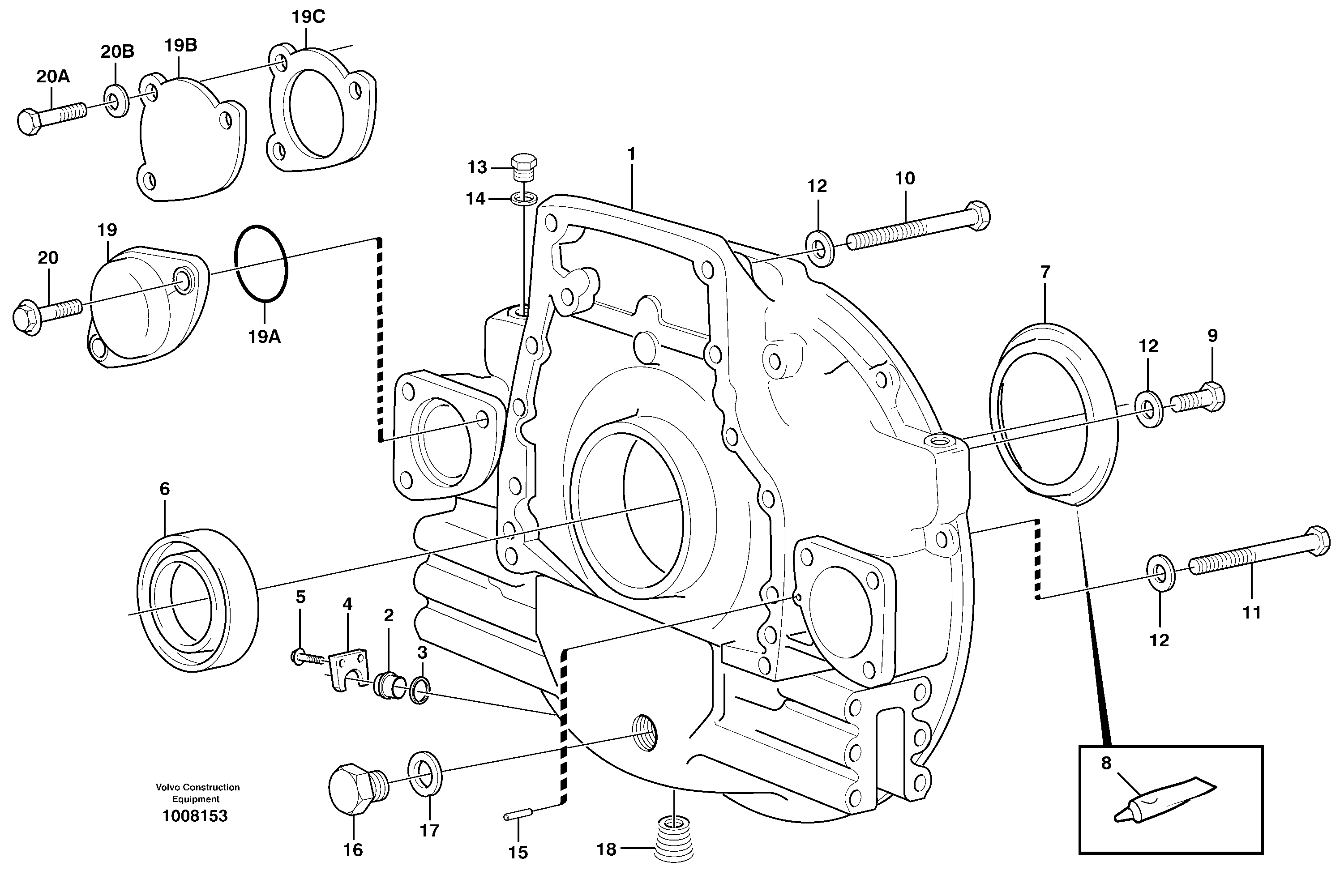 Flywheel housing — volvo parts diagram