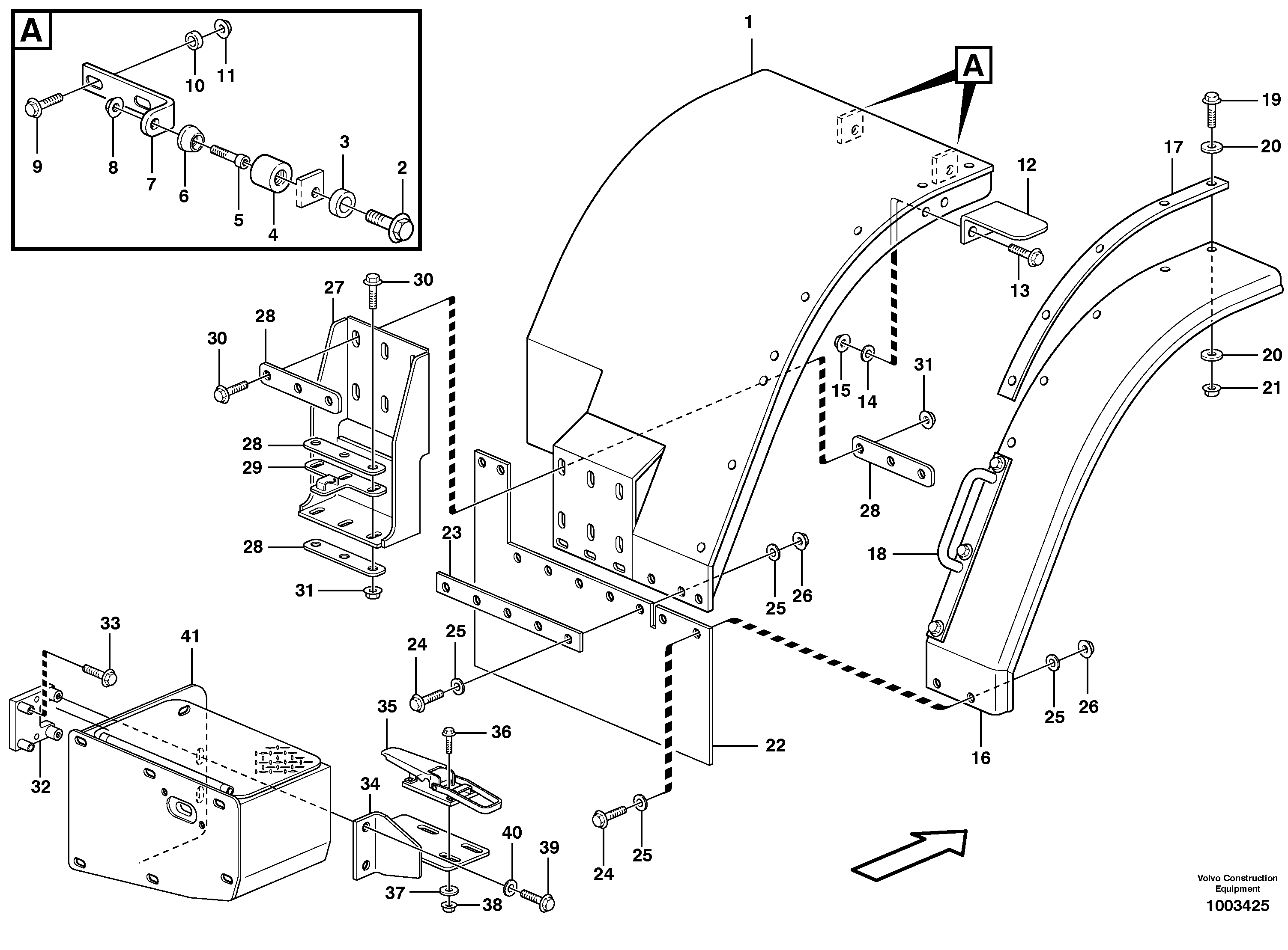 Swing out rear mudguard  82080 — volvo parts diagram