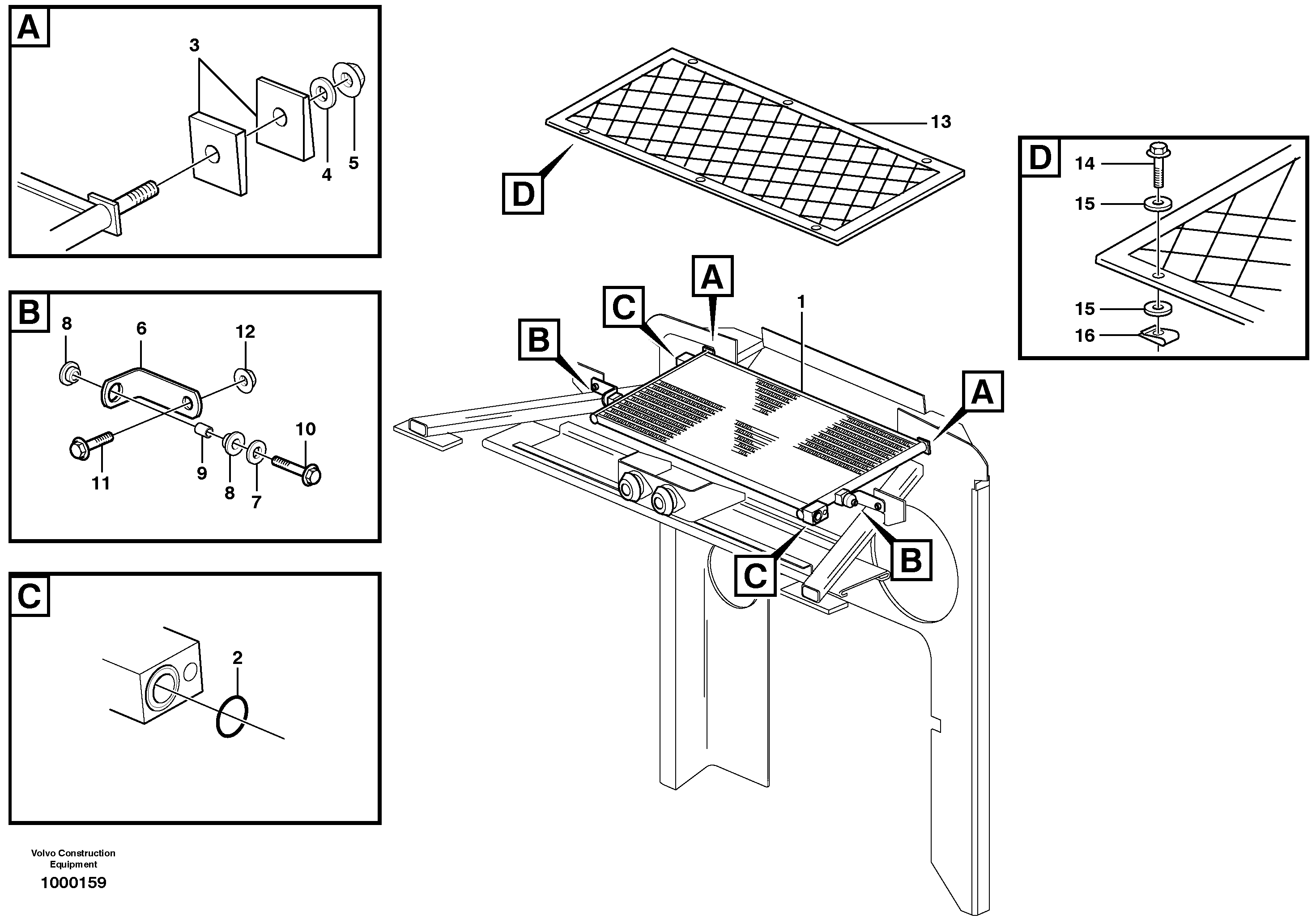 Condenser for cooling agent R134a with fitting parts.  80869, 82776 — volvo parts diagram
