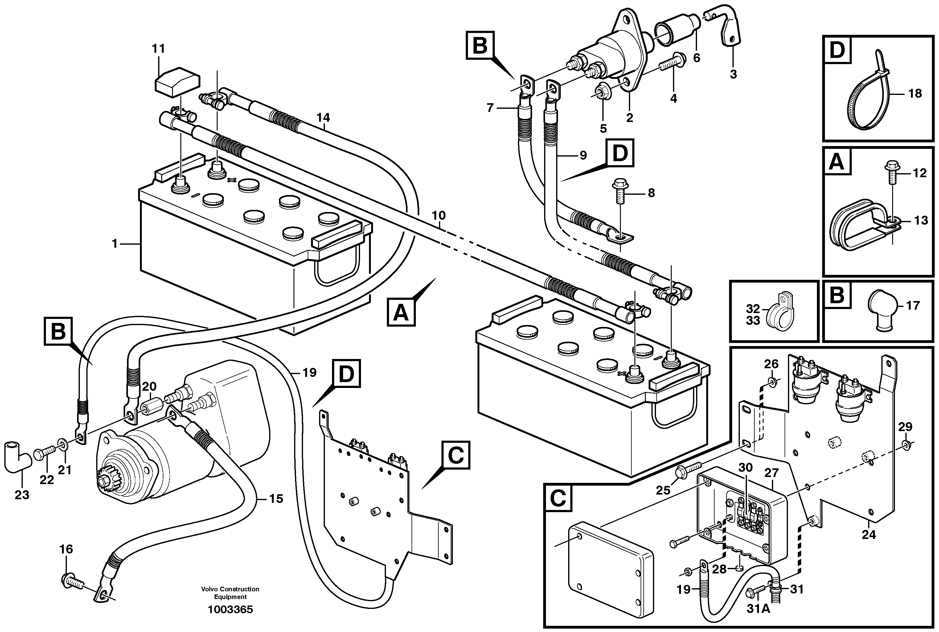 Battery cable and main switch — volvo parts diagram