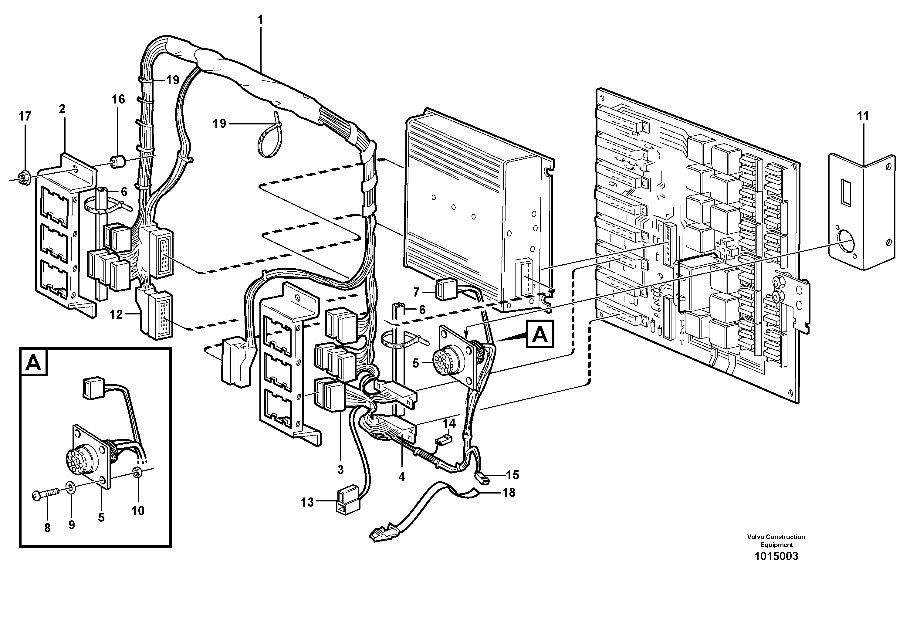 Electrical distribut.unitand cable harness  CAB - 1527 — volvo parts diagram