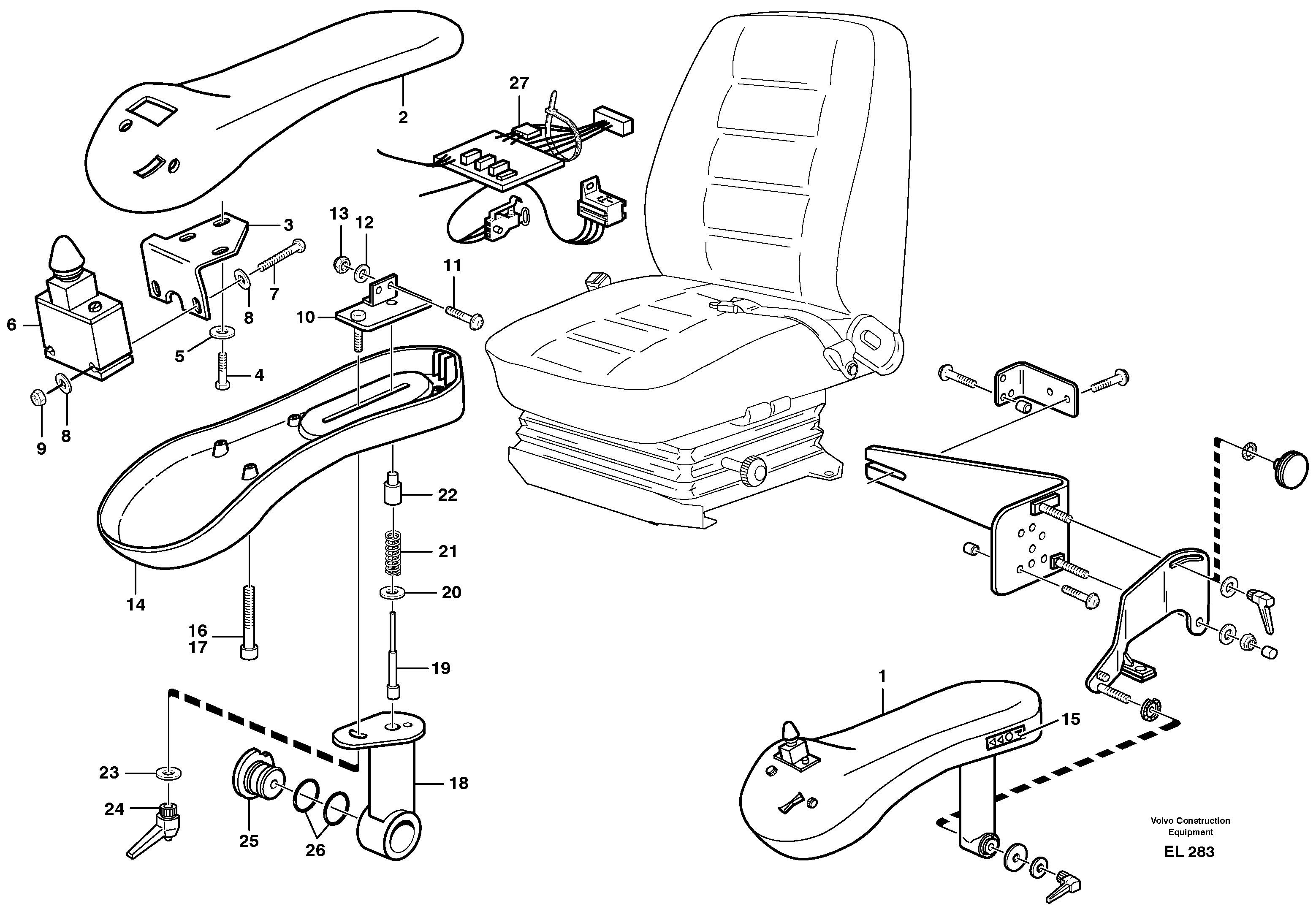 CDC - steering. Arm rest with fitting parts.  80266 — volvo parts diagram