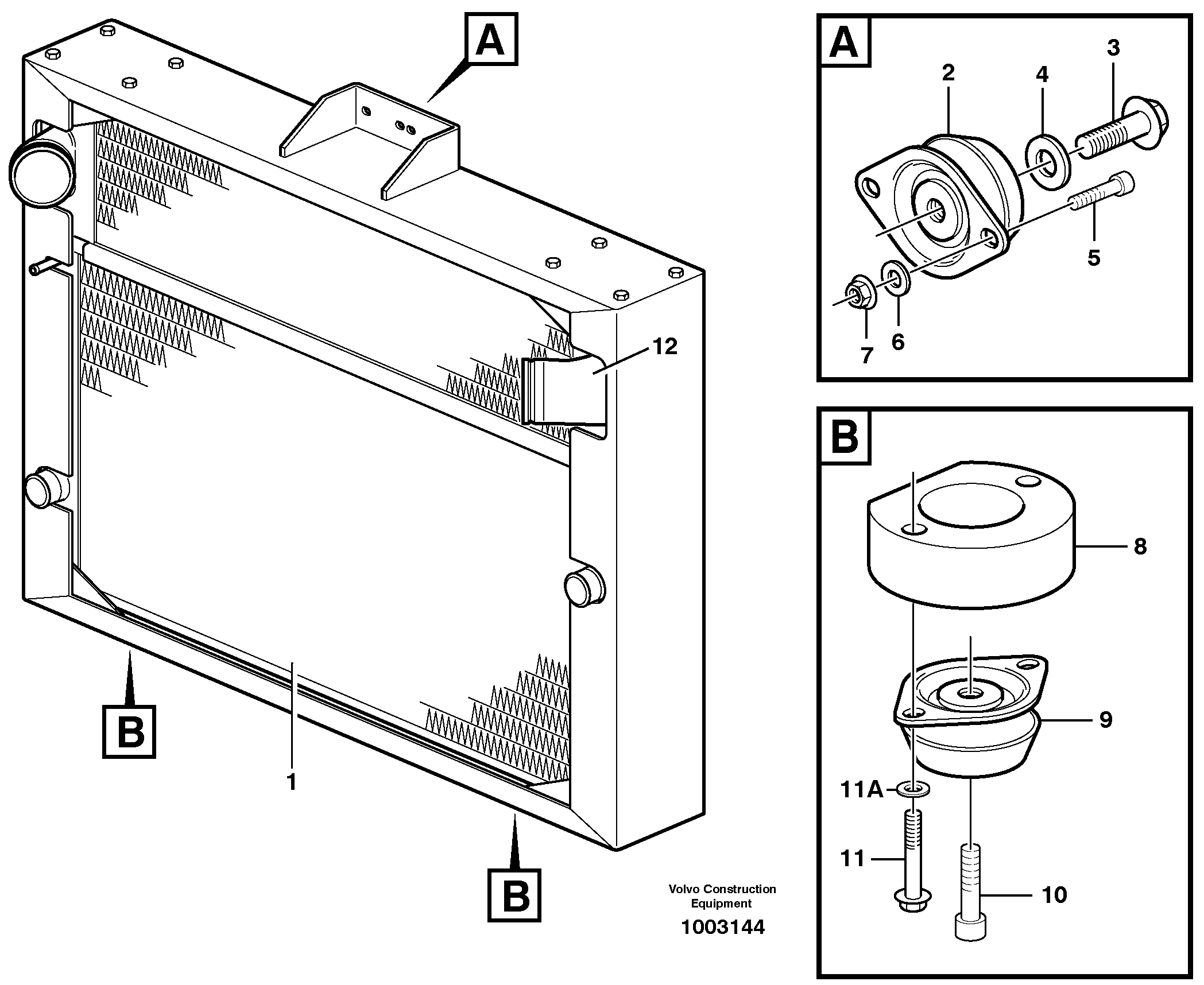 Radiator with fitting parts — volvo parts diagram
