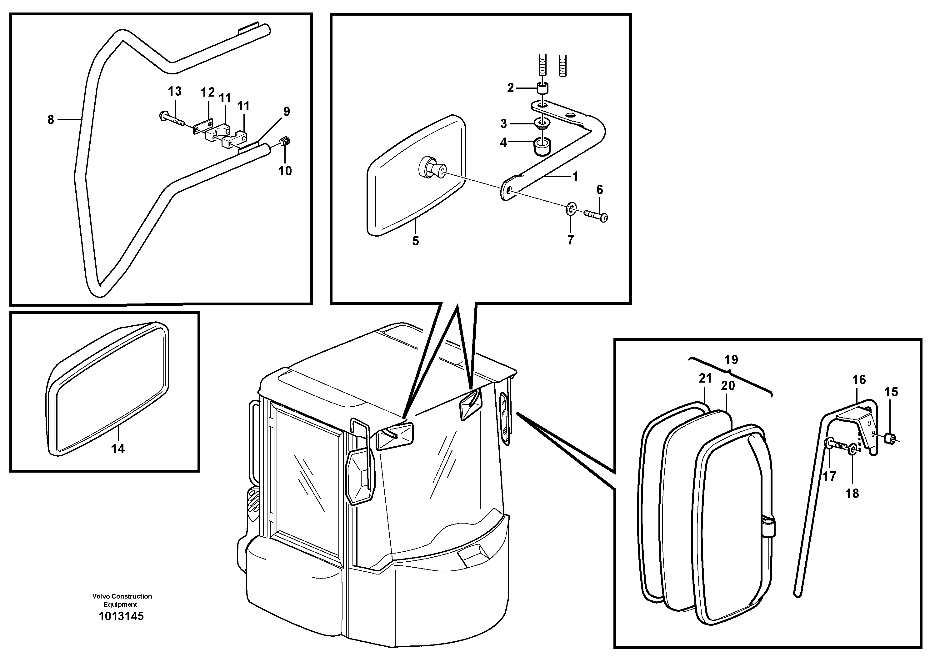 Rear view mirror  33517, 80329, 80830, 82974 — volvo parts diagram
