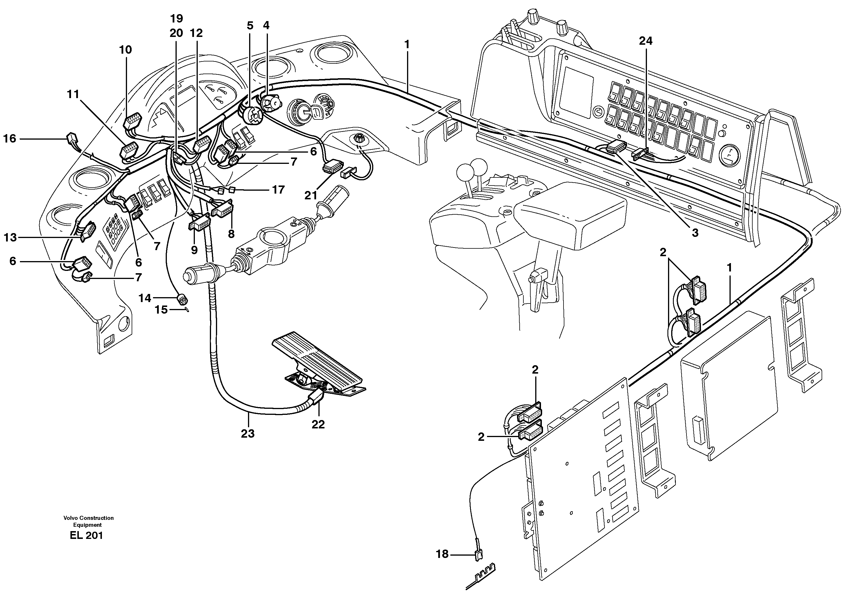 Cable harnesses, instrument panel — volvo parts diagram