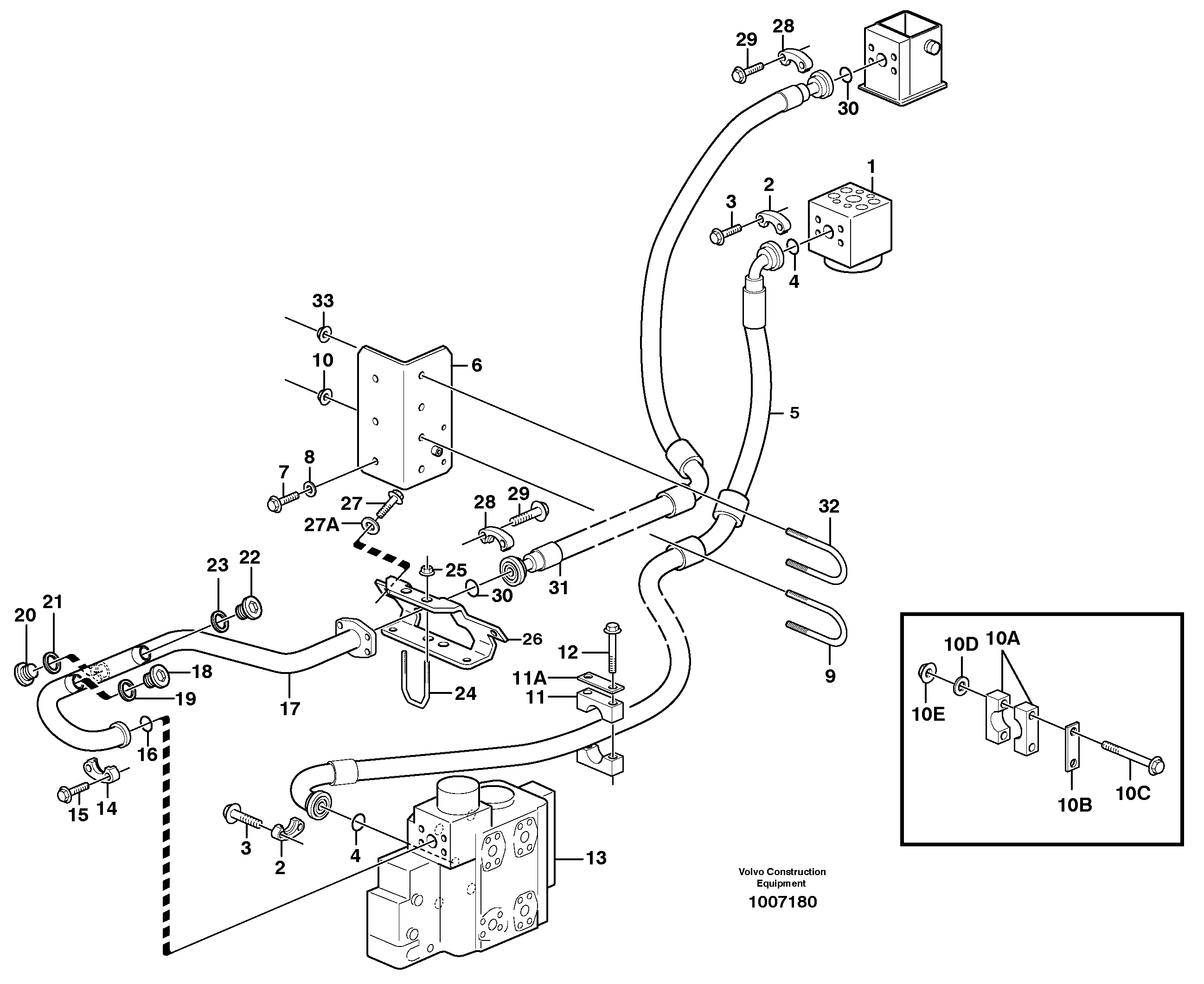 Feed- and return lines - control valve — volvo parts diagram