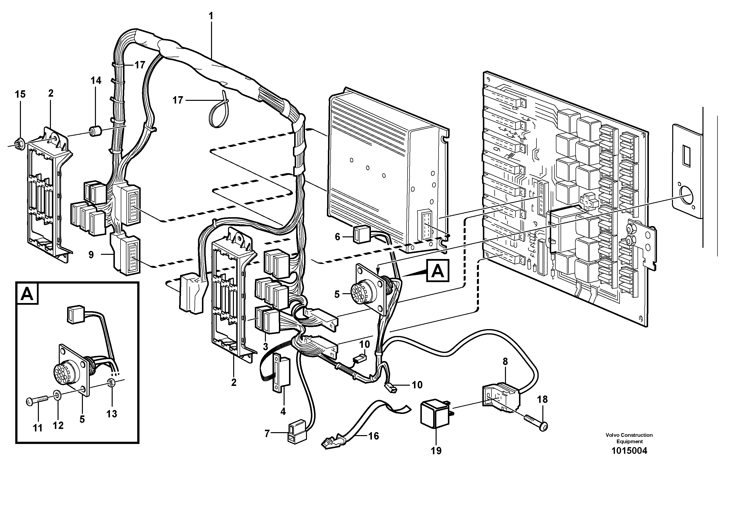 Electrical distribut.unitand cable harness  CAB 1528 - 2537 — volvo parts diagram