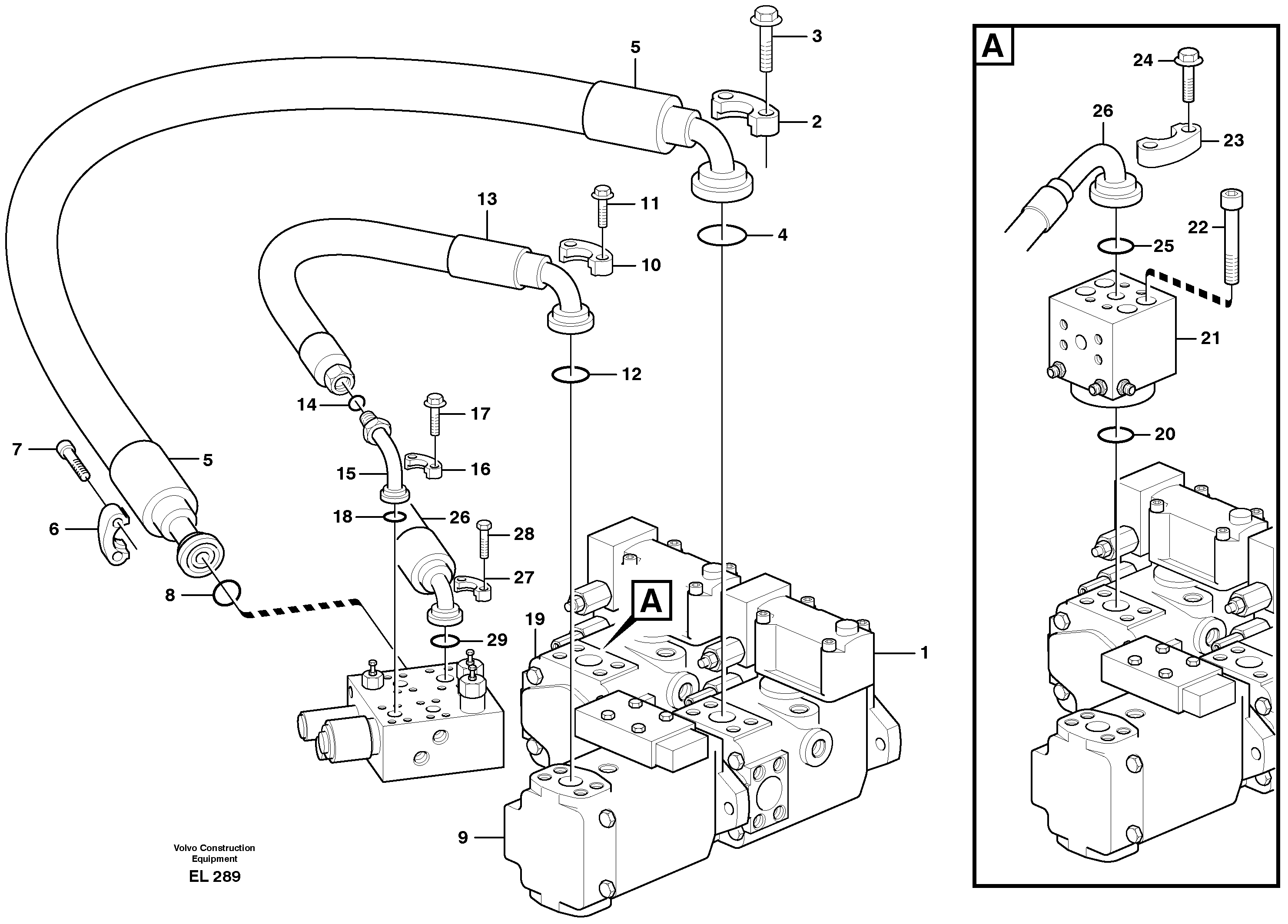 Feed line, pump - central block — volvo parts diagram