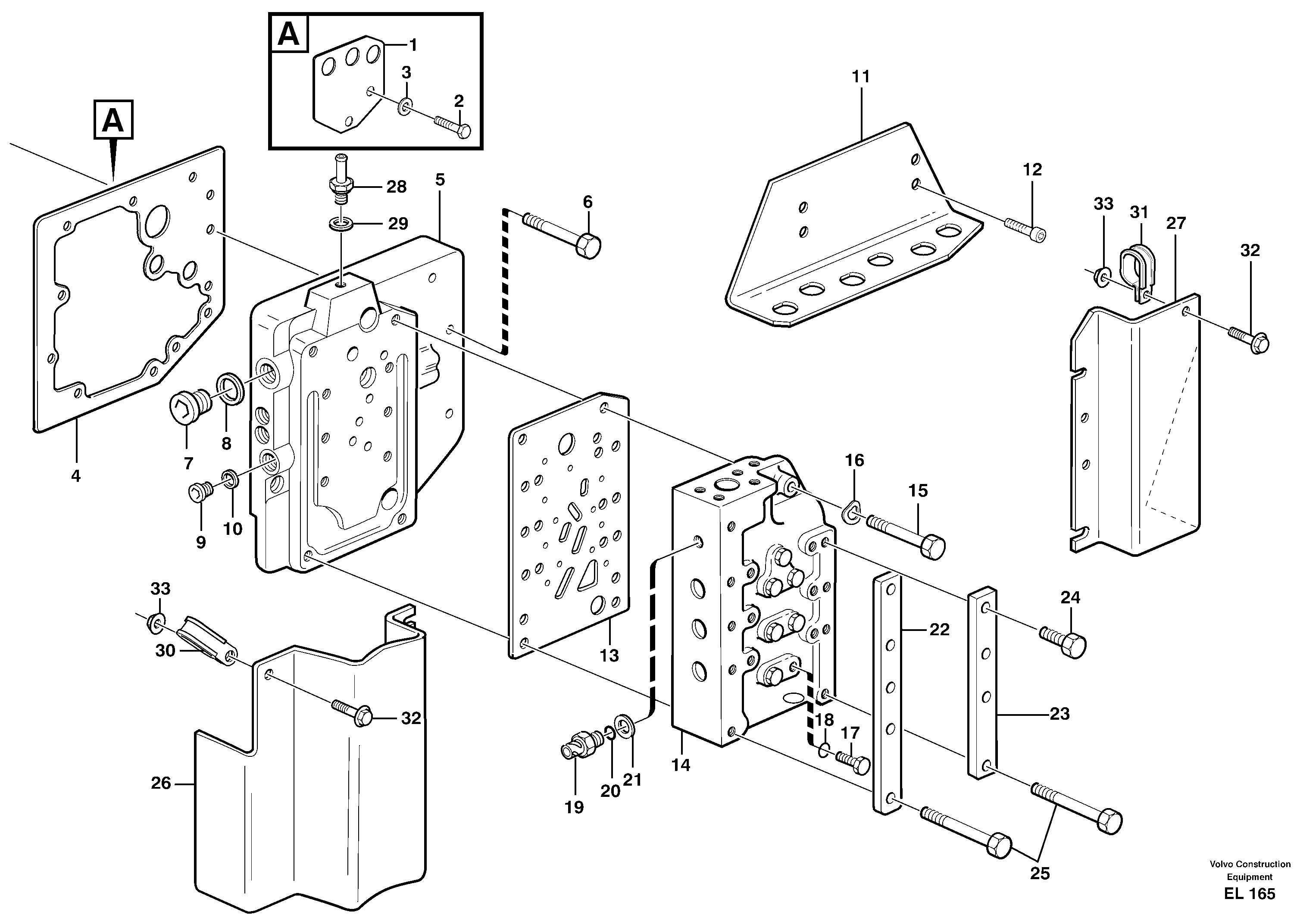 Range selector valve with fitting parts — volvo parts diagram